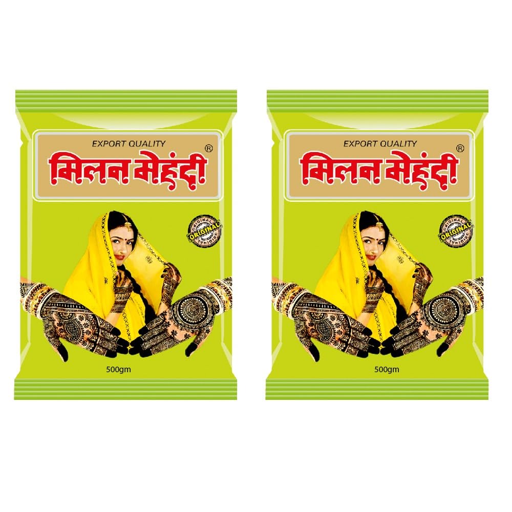 Lalchand & Sons Milan mehandi Powder 100% Natural Heena Mehndi 500Gm Each, 2pcs (1Kg)-image-5