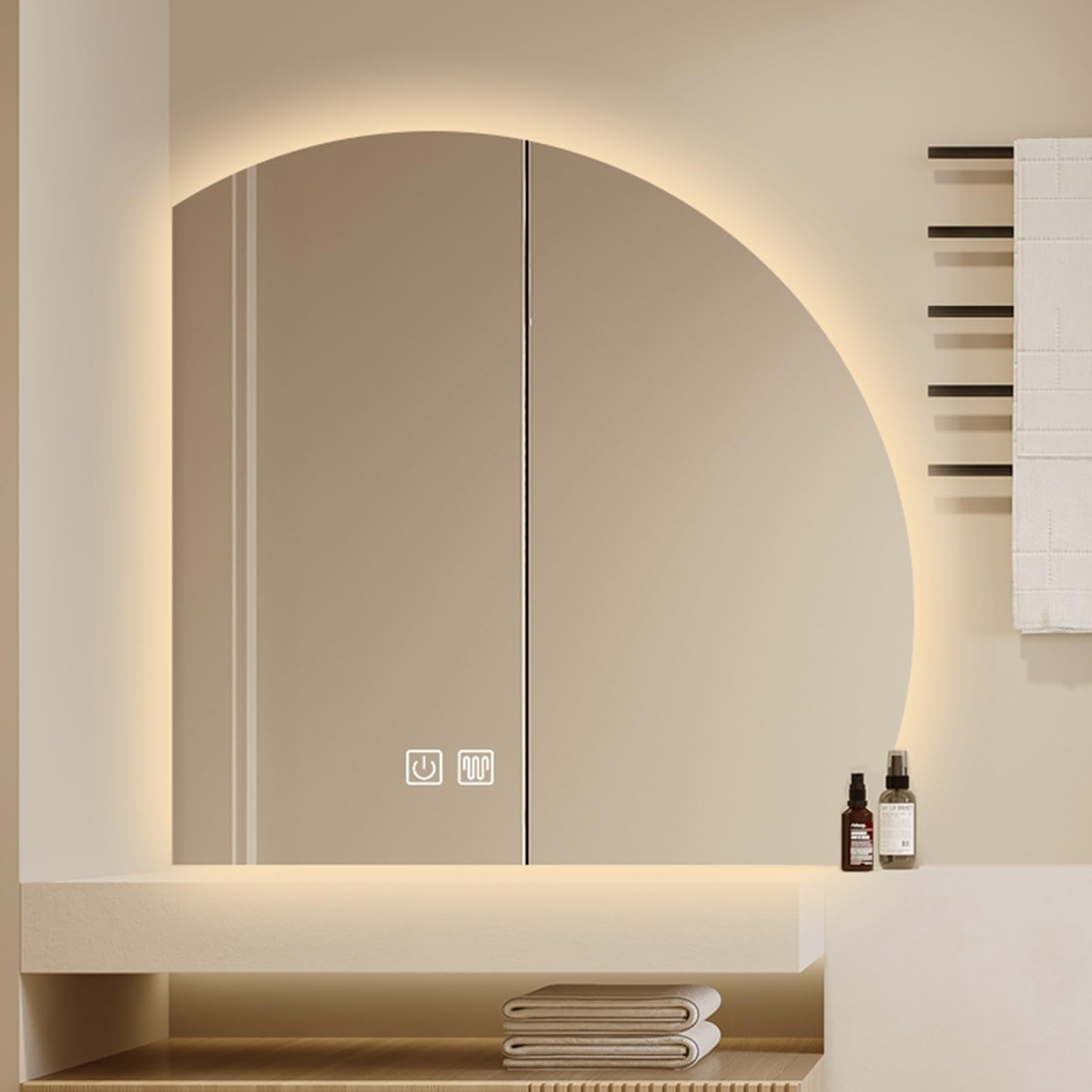 ss LED BacklitMirror HalfCle lustro łazienkowe z 3 kolorami M lustro przeciwmgielne do wanny 50 cm / 20 cali