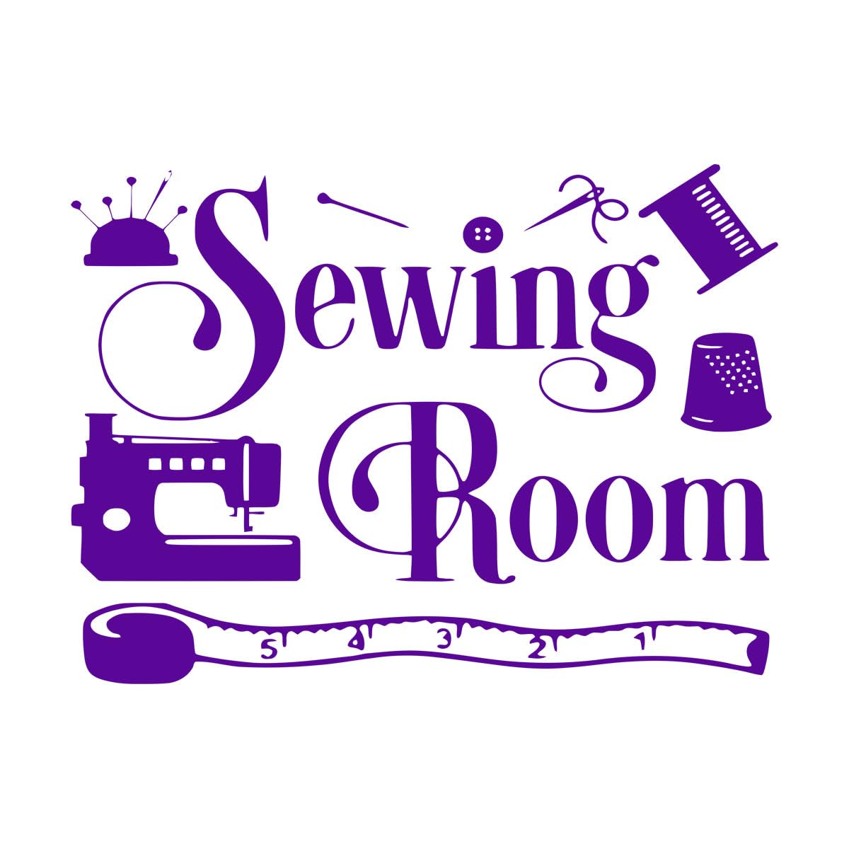 Sewing Room Wall Decal Tailor Tools Vinyl Wall Stickers Home Decoration for Clothing Atelier Store Window Wall Murals Extra Large - 70x98cm
