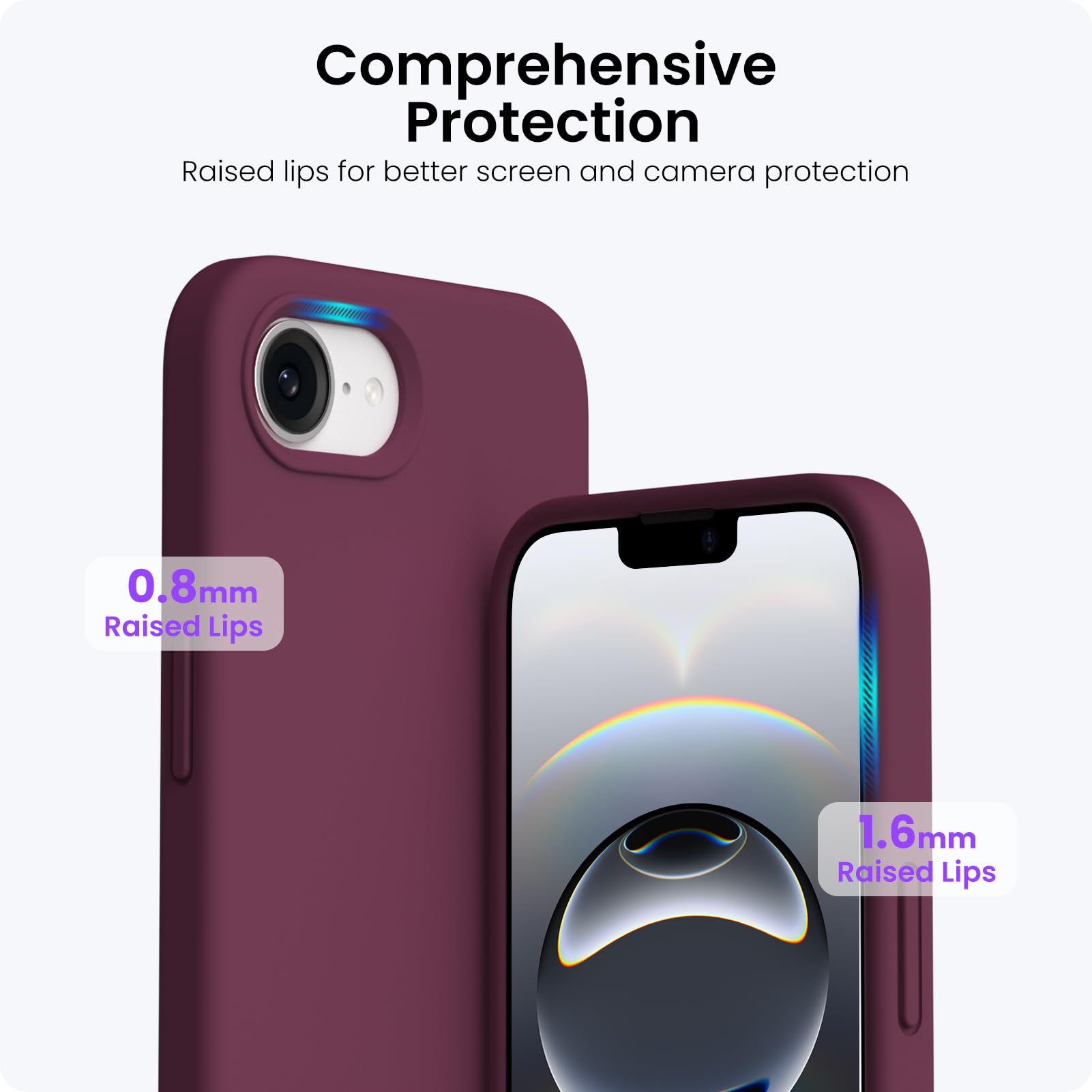 ORNARTO Cover per iPhone 16e (2025) Silicone 6.1 Pollici, Custodia Compatibile con iPhone 16e Case, Morbido Silicone Liquido Protezione, in Gomma Gel Morbida con Fodera in Microfibra-Vino Rosso