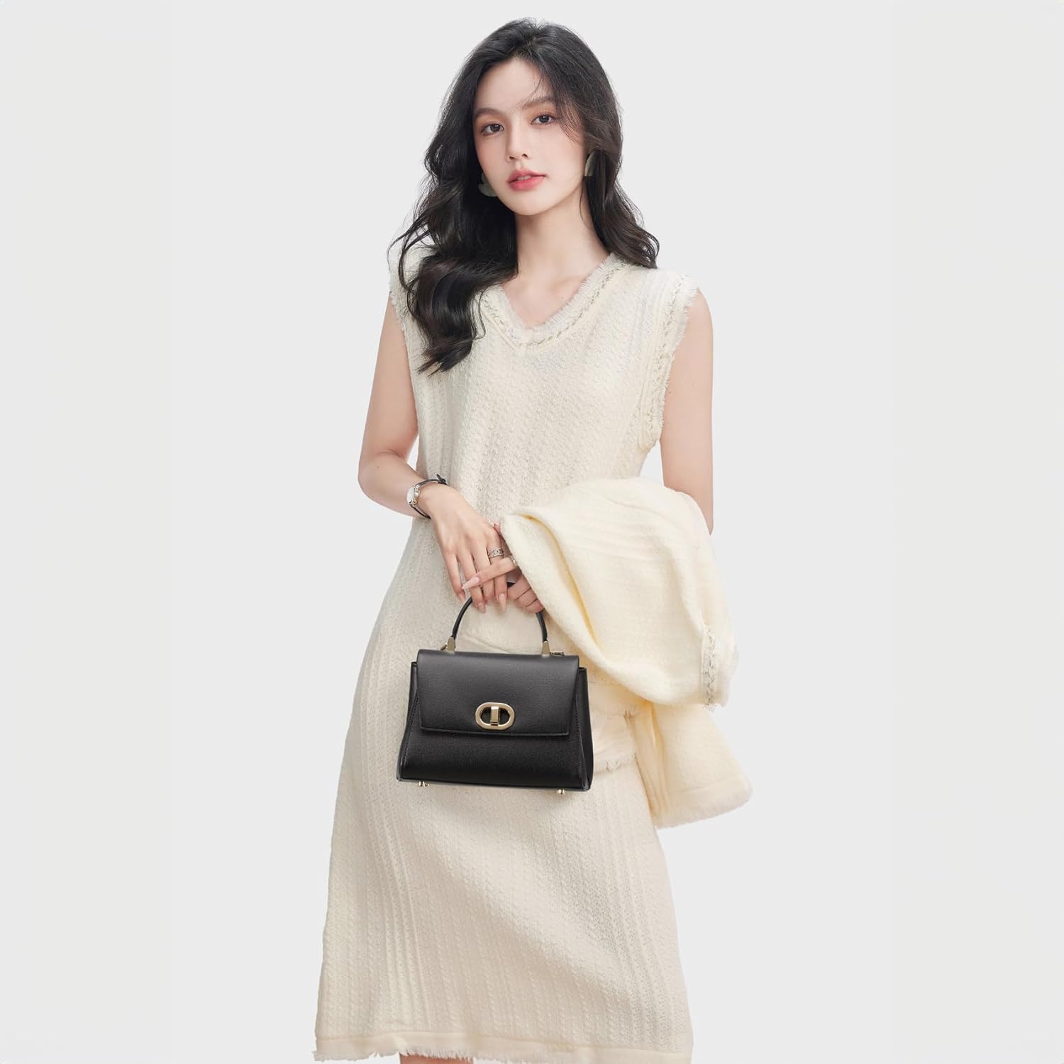 Top Handle Bag Leather Satchel Bags for Women Luxury Designer Business Crossbody Work Purse with Multiple Internal Pockets - Image 2