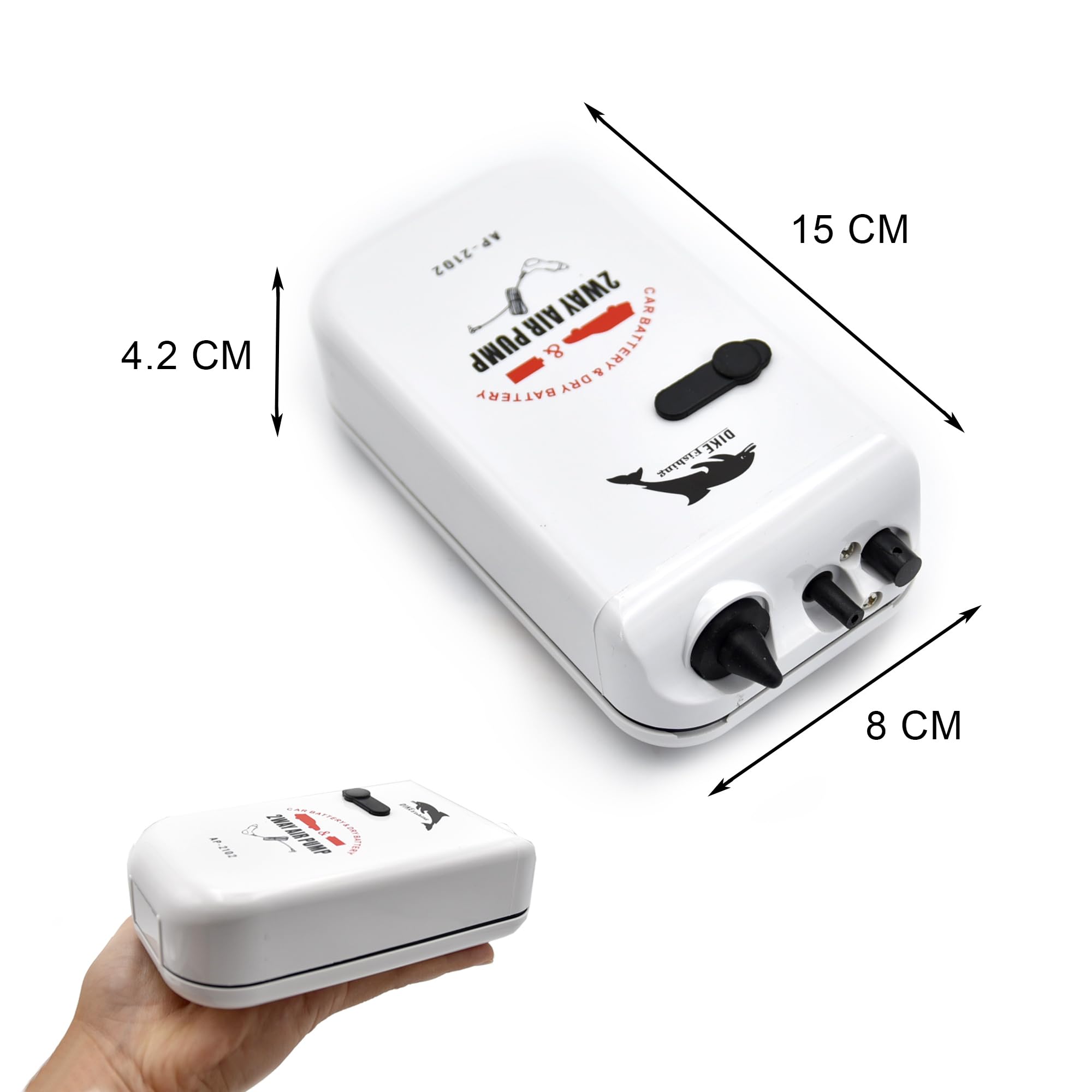 Namaka® Ossigenatore da Pesca 2WAY AIR PUMP - Doppia Alimentazione Auto/Batterie - Silenzioso e Potente - Ideale per Esche Vive in Movimento
