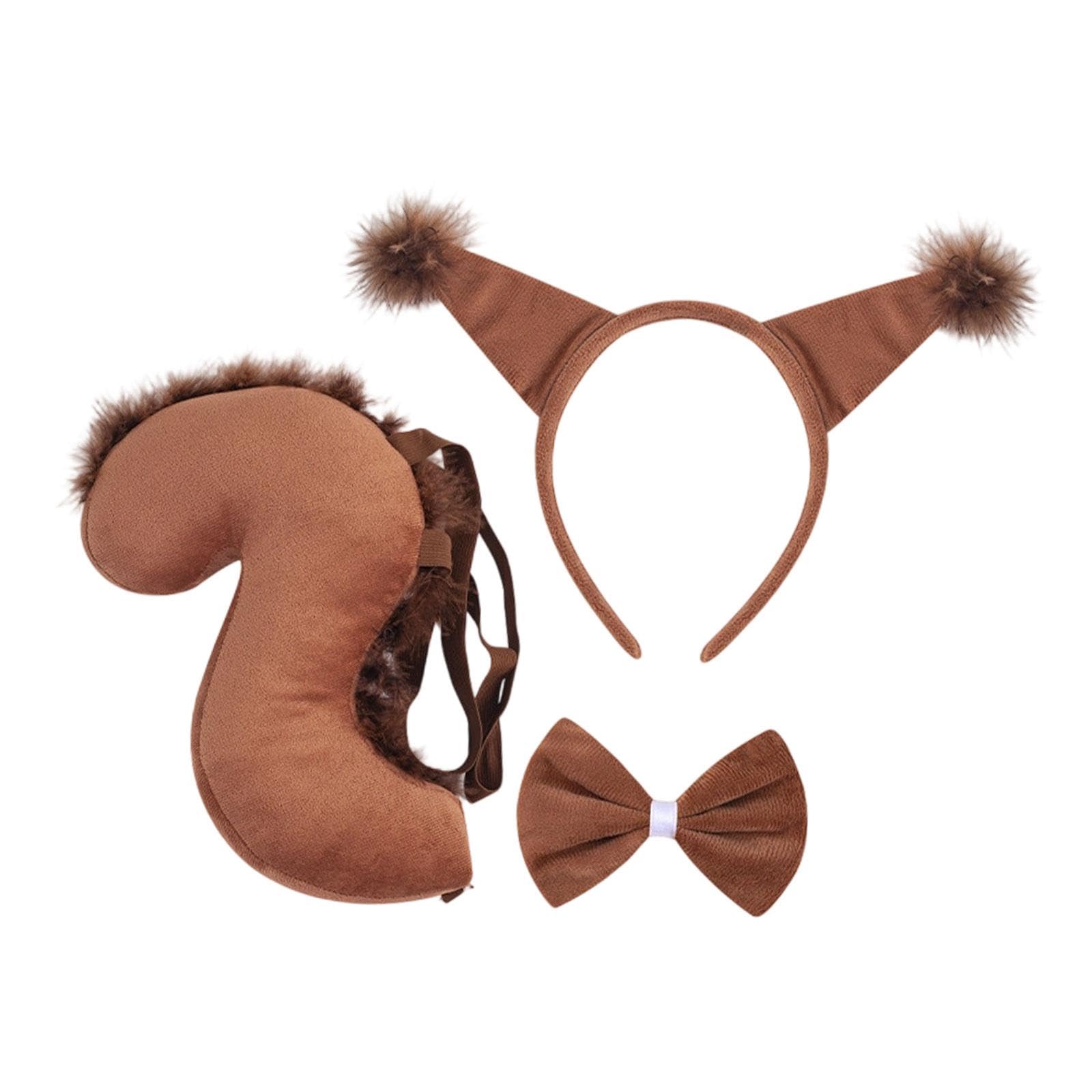 Stxdynjy 3 Pieces Squirrel Costume Set Complete Fancy Dress Kit with Ears Tail And Bow Tie Made of Comfortable Suitable As A Gift for, coffee — image 1