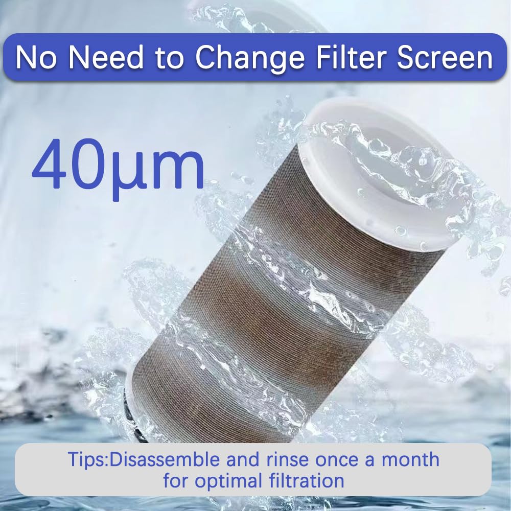 Préfiltre 1/2" 40 μm, tétine 16 mm, robinets de Jardin, Filtre Robinet, connecteur Rapide, Tamis en Acier Inoxydable 316, Adaptateur Tuyau d'irrigation