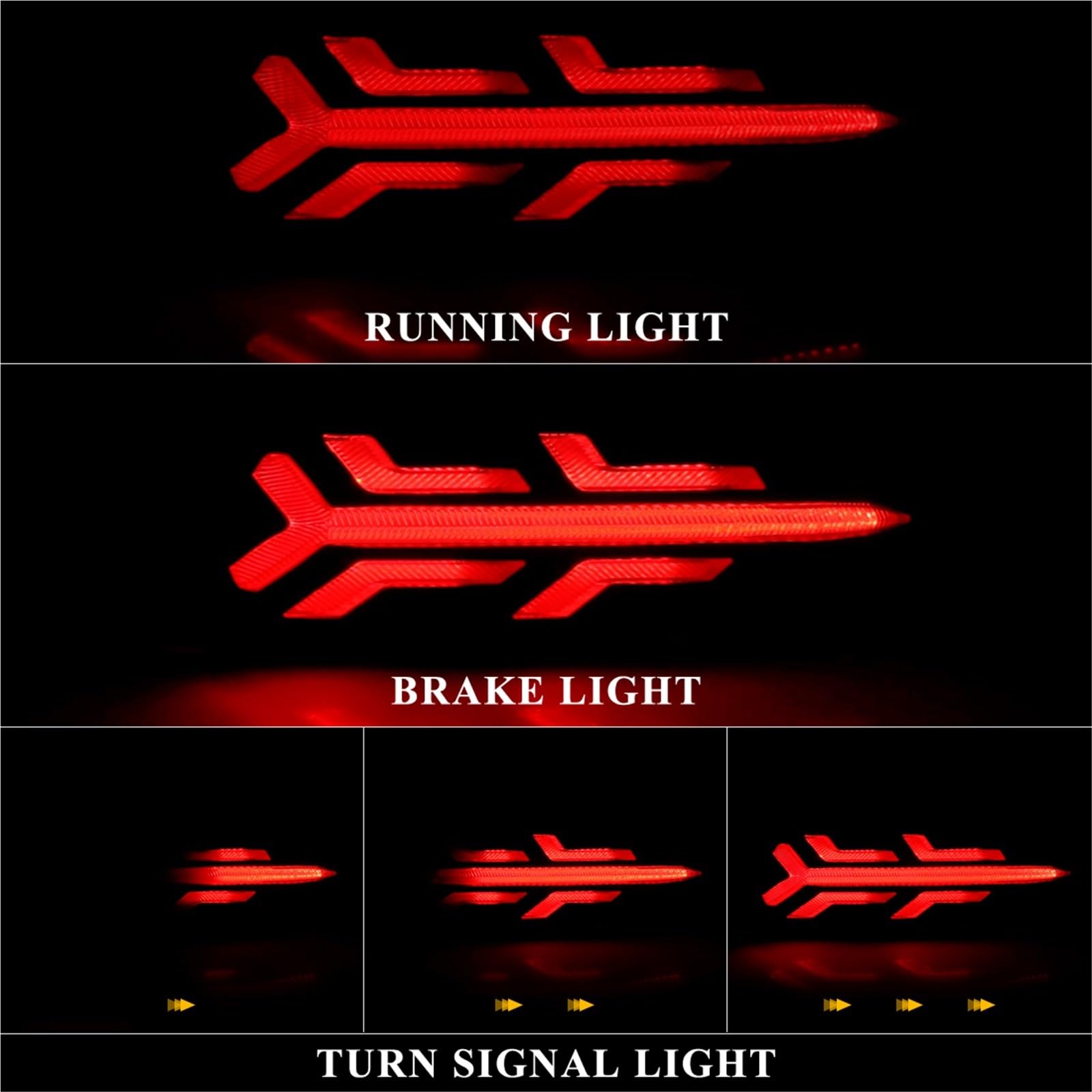 Luces traseras Luz de parachoques trasero de coche Reflector de freno lámpara de conducción de señal 3 funciones para Honda para Civic 10th 2016-2021(Style A)