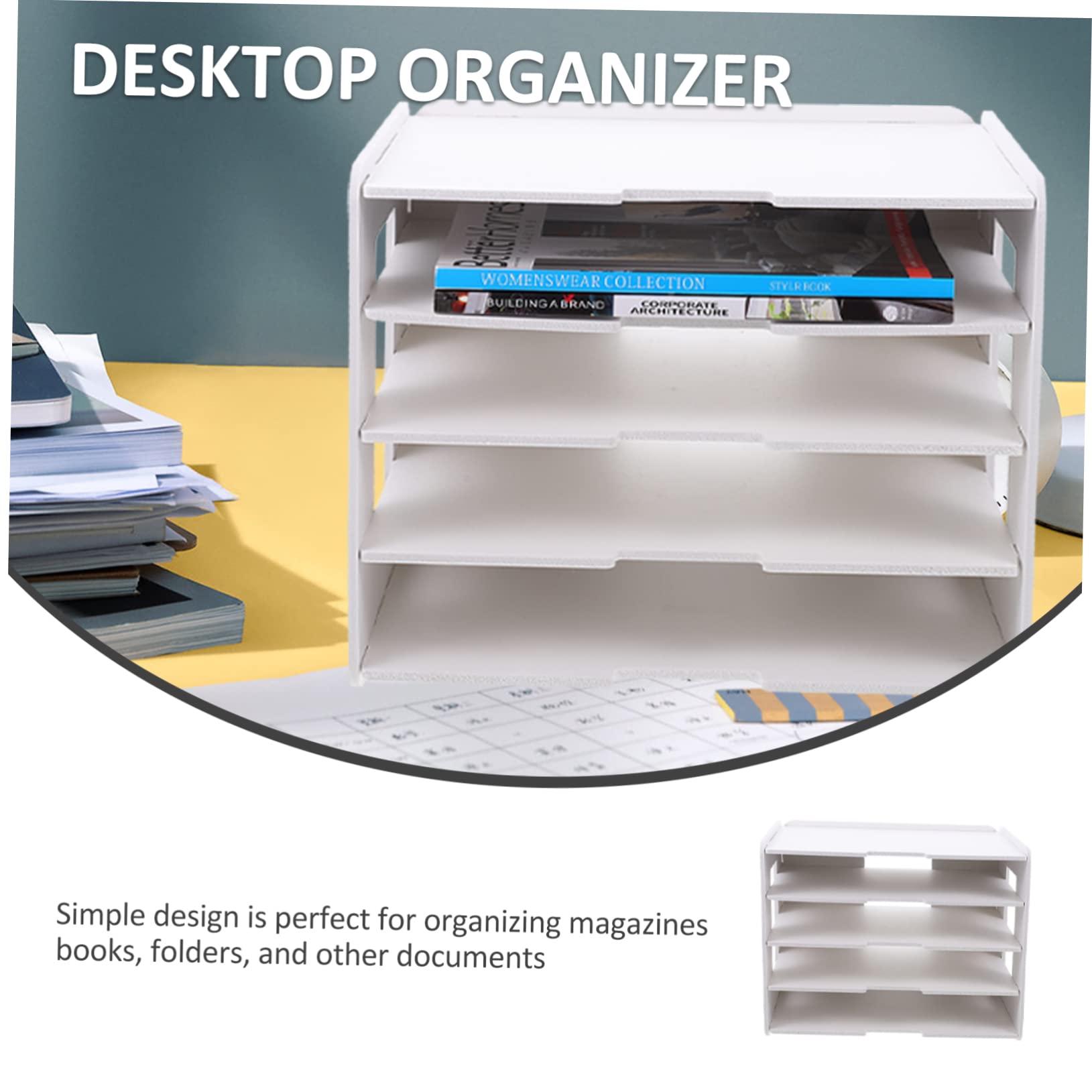 Set di Portadocumenti da Tavolo in Plastica Organizzatore per Documenti da Ufficio Scaffale Portadocumenti