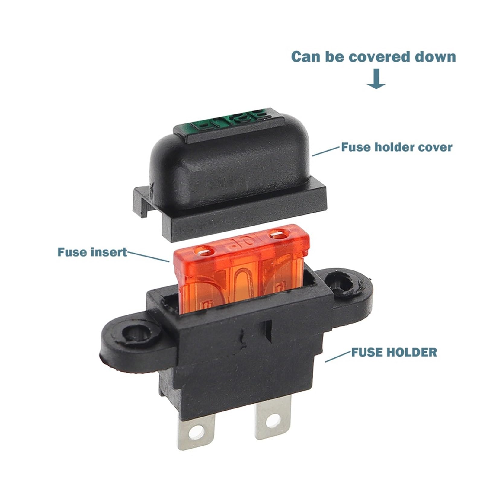 5PCS Wasserdicht Auto Standard Nahen Sicherung Halter + 1-50A Auto Boot LKW ATC ATO Klinge Sicherung 3A 5A 10A 15A 20A 25A 30A 35A 40A 50A(10A)
