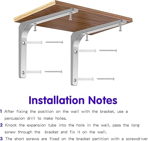 Miniatura 3 de Catekro 4 soportes de estante blancos de 6 pulgadas de alta calidad en ángulo recto para estante, soporte de esquina de pared con tornillos (blanco)