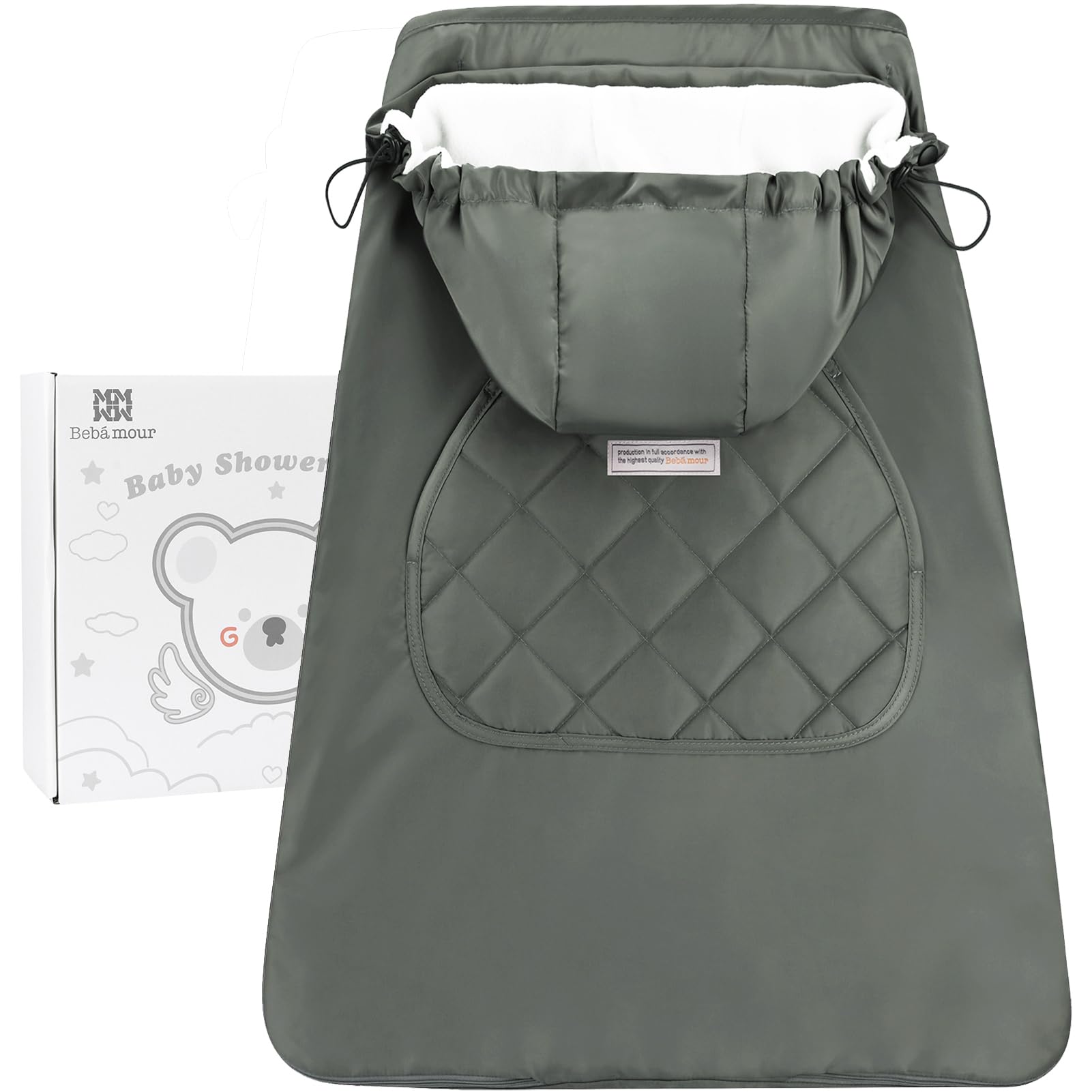 Bebear Winterbezug für Babytrage Warm Universal Hoodie Babytragebezug für alle Jahreszeiten(New Type Grey)