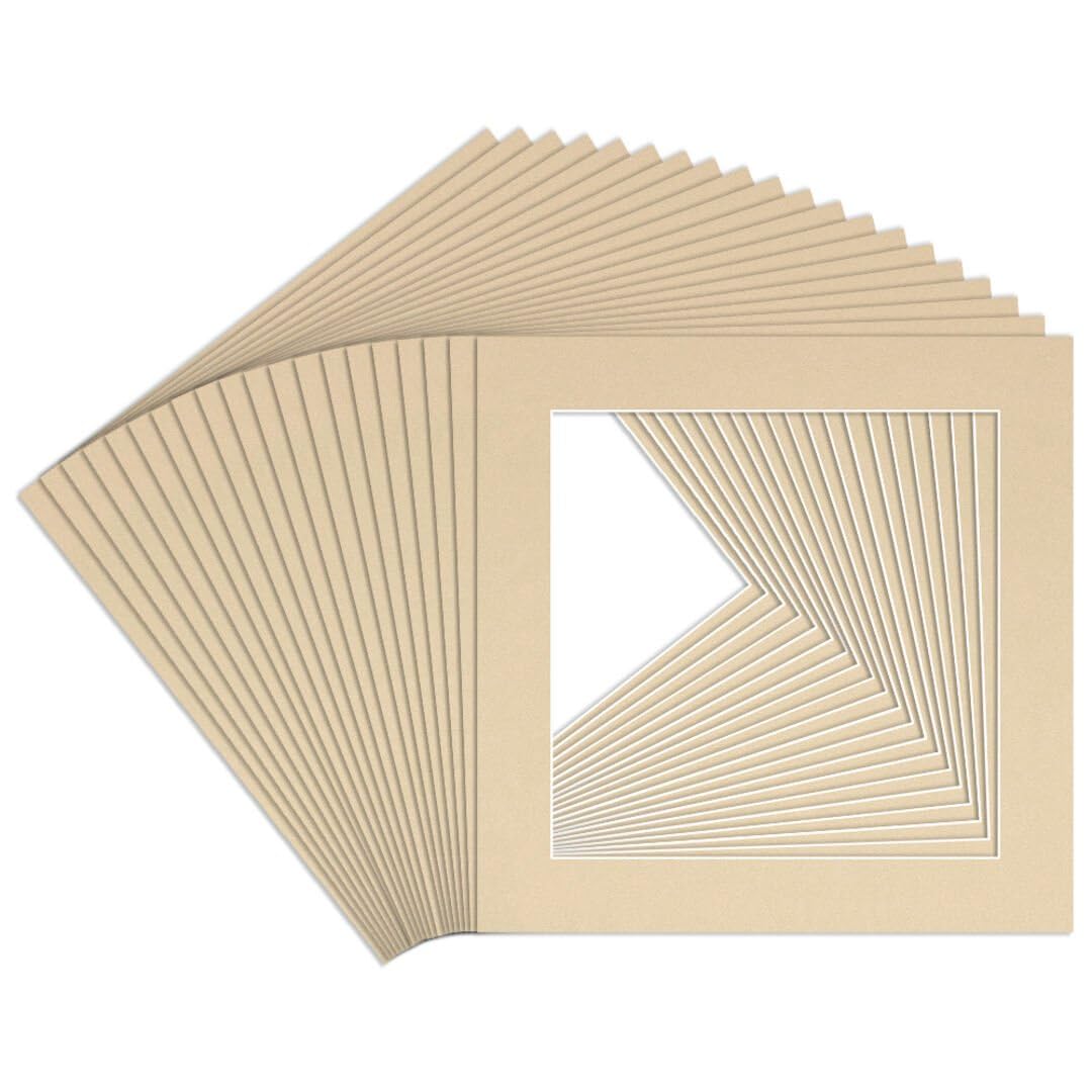 Procut Global 8x8" Ivory Picture Mounts to Fit 6x6" Aperture - Precision Cut Cardboard Photo Mount - Ideal for Frames, Prints, Artwork & Certificates - Sizes & Colours Available - 20 Pack โ image 1