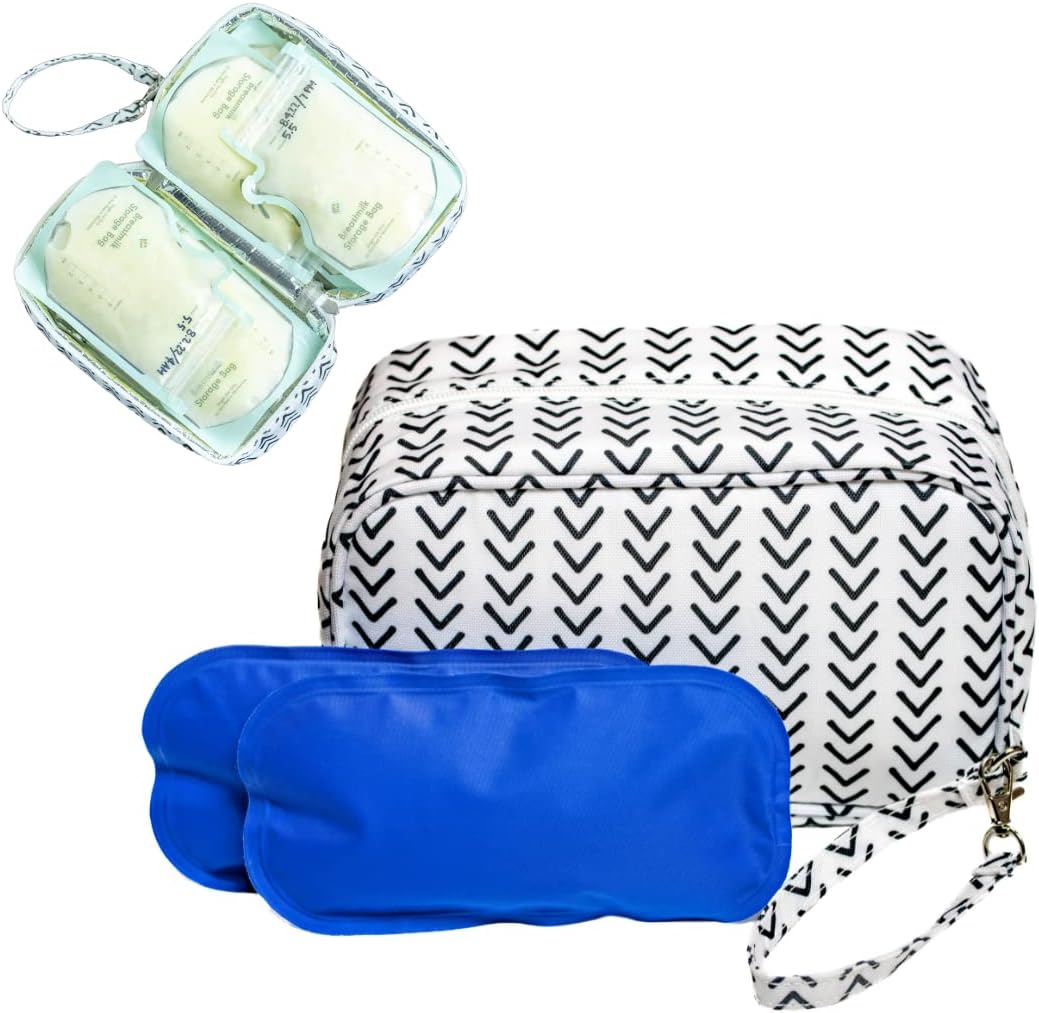 Breastmilk Cooler Bag with Ice Pack - Insulated Breast Milk Cooler Travel Bag - Small Breastmilk Storage Bag Cooler with Detachable Wrist Strap