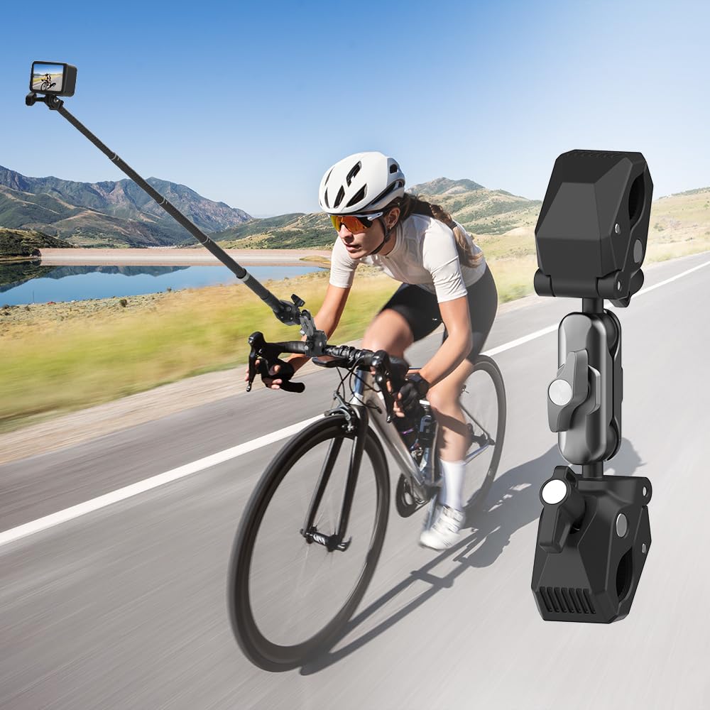 Uchwyt zaciskowy do roweru motocyklowego (2-pak) do Insta360 X5 X4, uchwyt na drążek do selfie do GoPro DJI Osmo Action Pocket 3 Osmo 360 Nano, kierownica rowerowa, szyna siodełka, przedłużenie rury