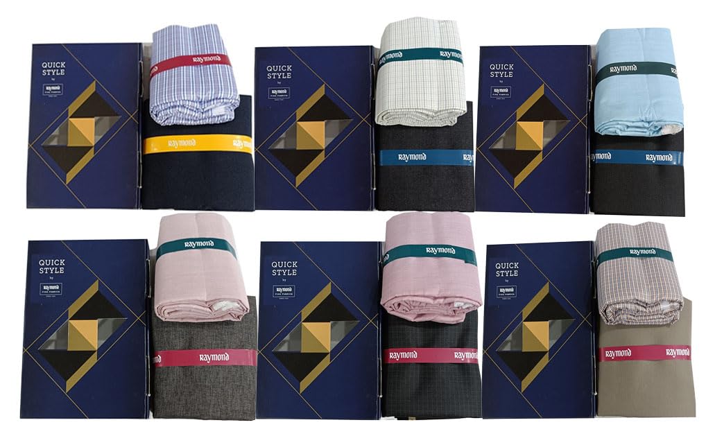 raymond fabrics Raymond Quick Style Unstitched Shirt & Pant Fabric Combo Pack of 6 | Premium Formal Shirt Fabric with Trouser Fabric | Men's Office Wear, Business & Party Fabric Set-picture-27