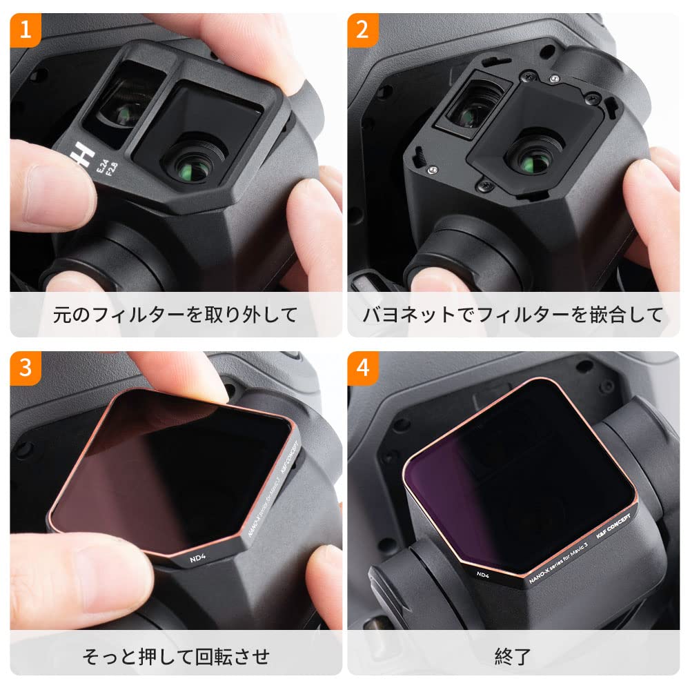 Amazon | K&F Concept DJI Mavic3 用NDフィルター セット ND4+