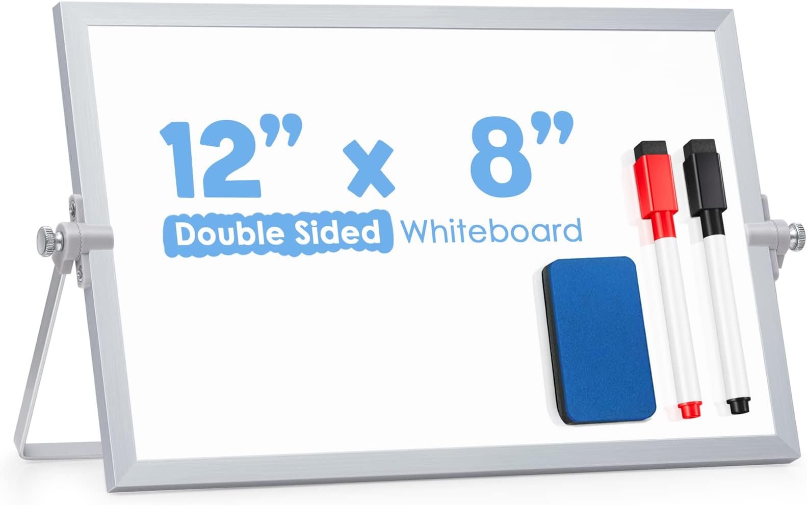ARCOBIS Small Desktop Dry Erase Board 12" X 8" Portable Magnetic Double Sided Whiteboard Easel for Kids to Do White Board for Office, Home, School