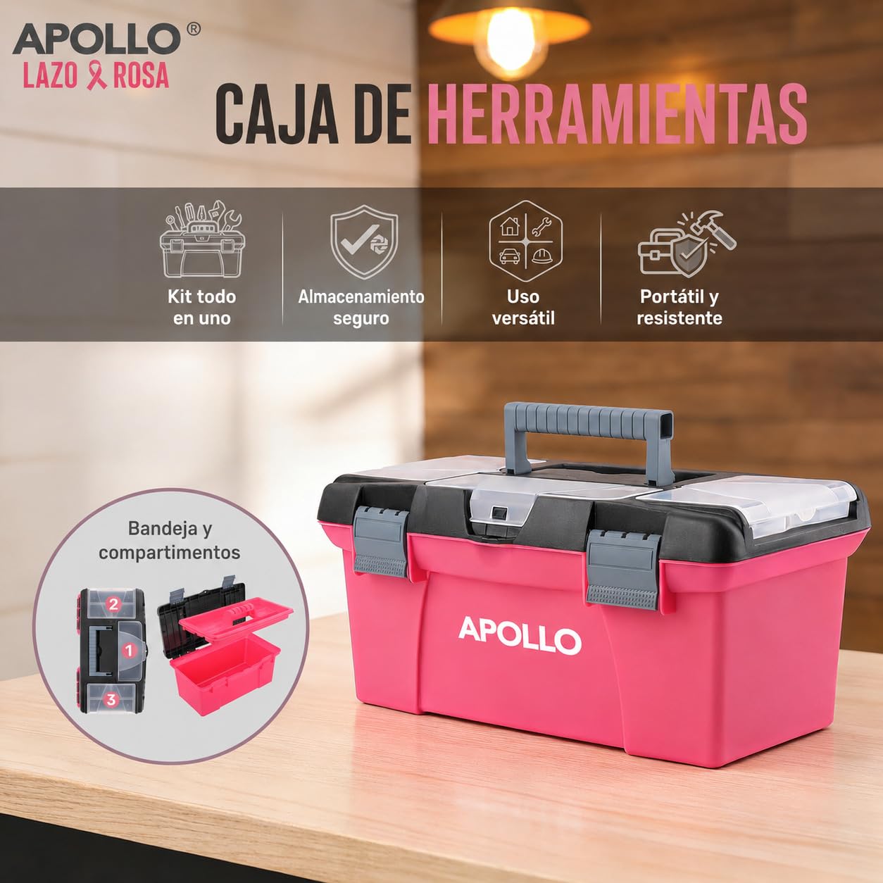 Hi-Spec Apollo Juego Completo de Herramientas para Hogar, Rosa | 170 piezas, maletín manual, para reparación, mantenimiento y bricolaje en oficina, taller y casa, uso diario