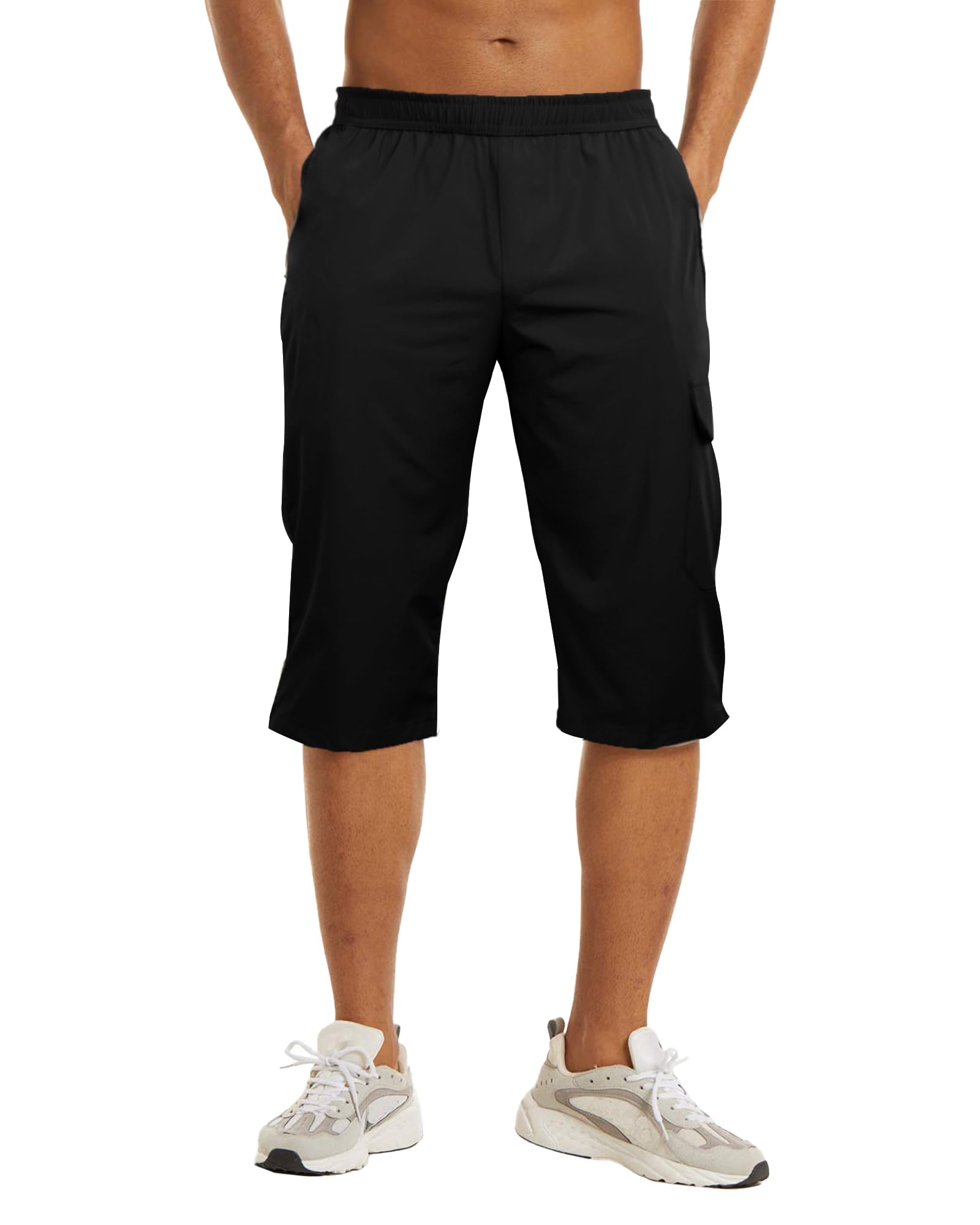 NANAMEEI Short 3/4 pour homme - Imperméable - Cargo - Pantalon de randonnée - Stretch - Pantalon de trekking - Pantalon d'été - Serren