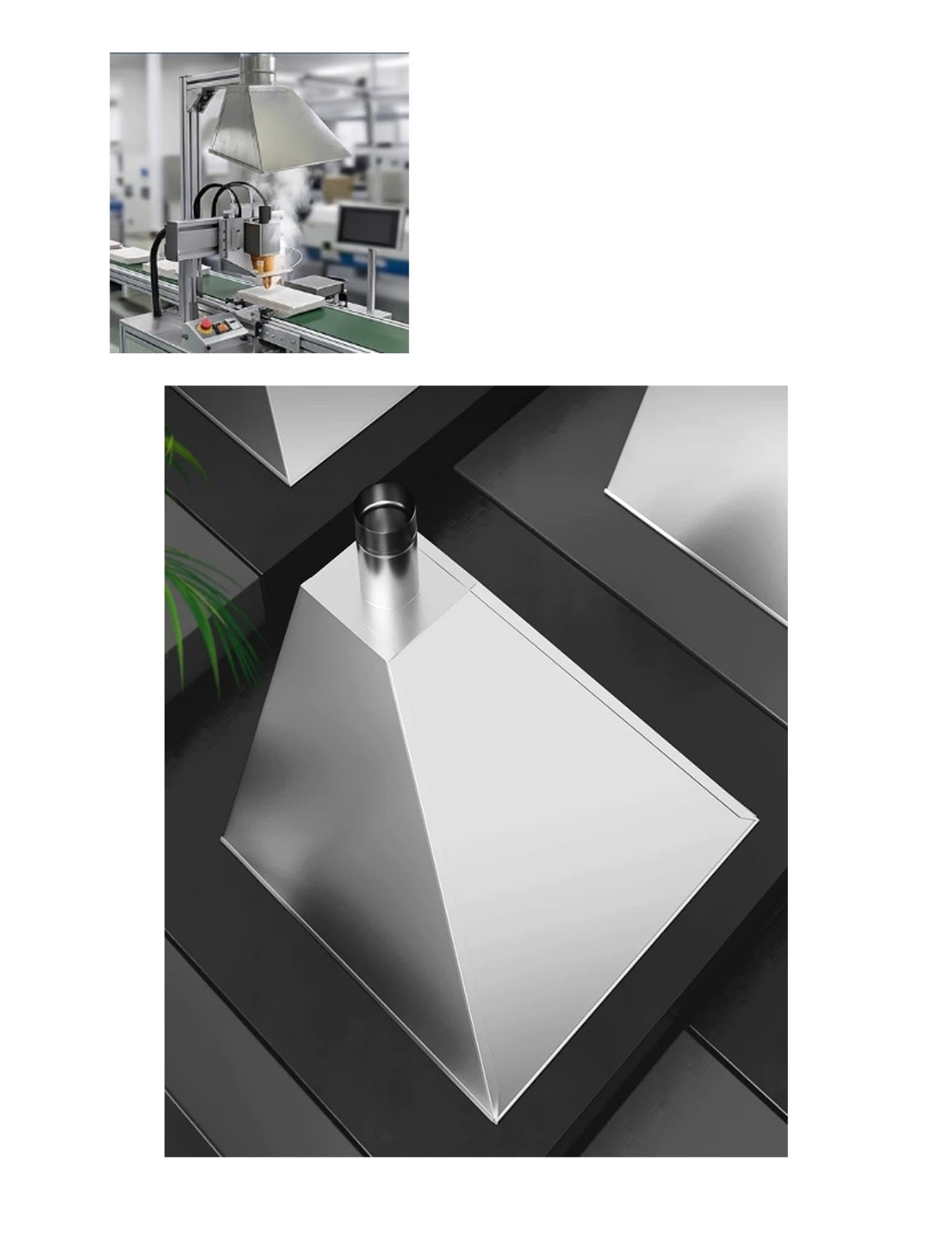 Campana extractora industrial de acero galvanizado para humos