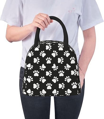 Miniatura 9 de Bolsa de almuerzo con estampado de patas de perro, bolsa grande con huellas de animales, contenedor reutilizable para mujeres y hombres, escuela,
