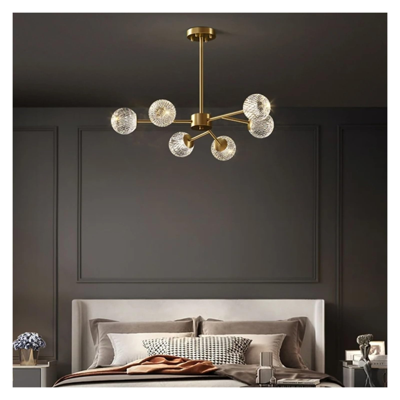 Olskfuh Onecolor All Copper Modern - Style Led Chandelier Compatible With Living Room Bedroom Dining Room Kitchen Black Gold Lamp Pendant Light Fixtures,Chandelier Lamps,-6Heads
