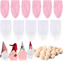 24-teiliges Wichtelbart Set - Bastelset Mit Plüschbärten Und Holzkugelnasen Für Weihnachtsdekoration