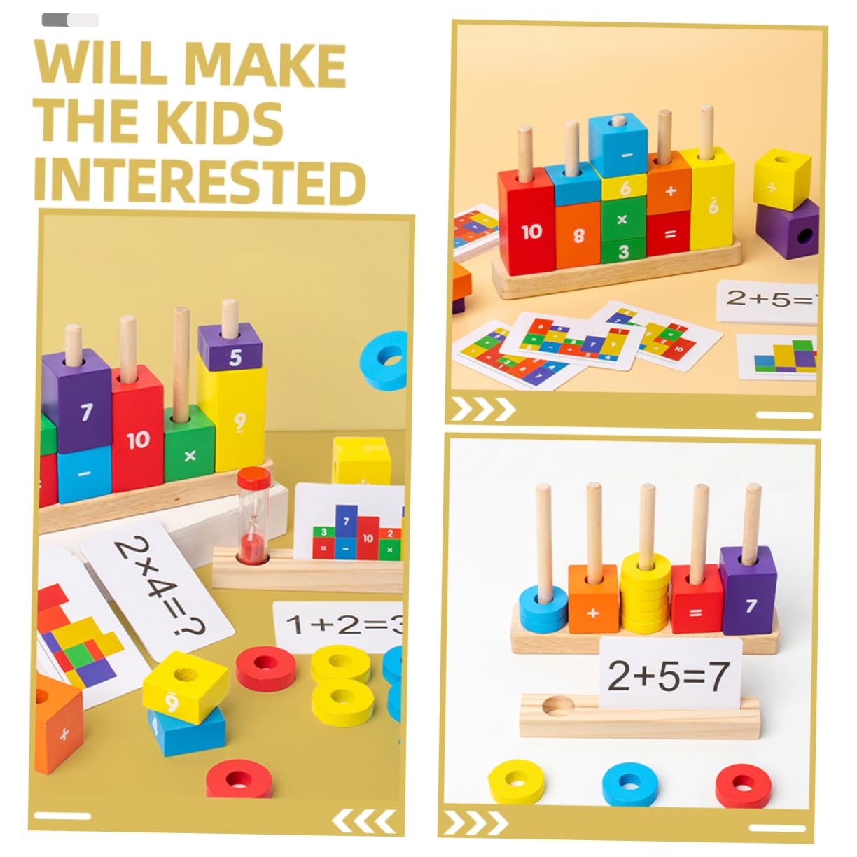 WOONEKY Buntes Holzspielzeug Zahlenrechnen mit Zahlen und Rechenzeichen Sicheres Langlebiges Montessori Lernspielzeug für Vorschulkinder zur Spielerischen der Mathematikfähigkeiten