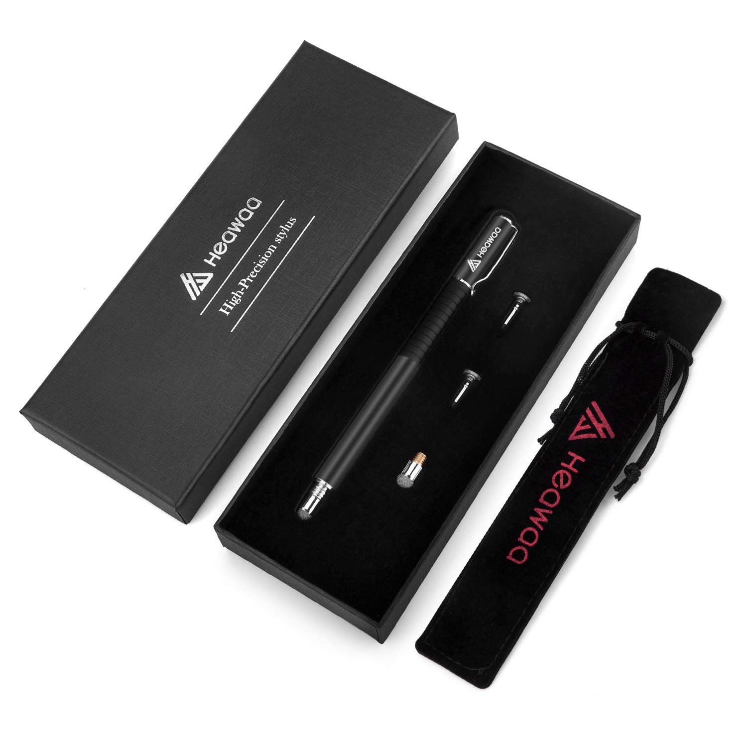 Capacitive Stylus Pen 2-in-1 Styli Touch Screen Pen with 3 Replacement Tips for Smartphones, iPhone, iPad Mini, Pro, Galaxy, Note, Tab, Tablet, Laptop (1-Pack, Black)