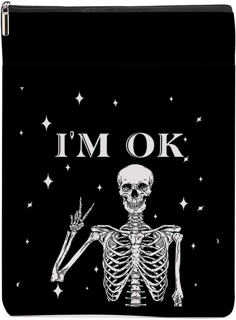 Funny Skull Gothic Book Sleeve Book Lovers Gifts Spooky Skeleton Book Cover
