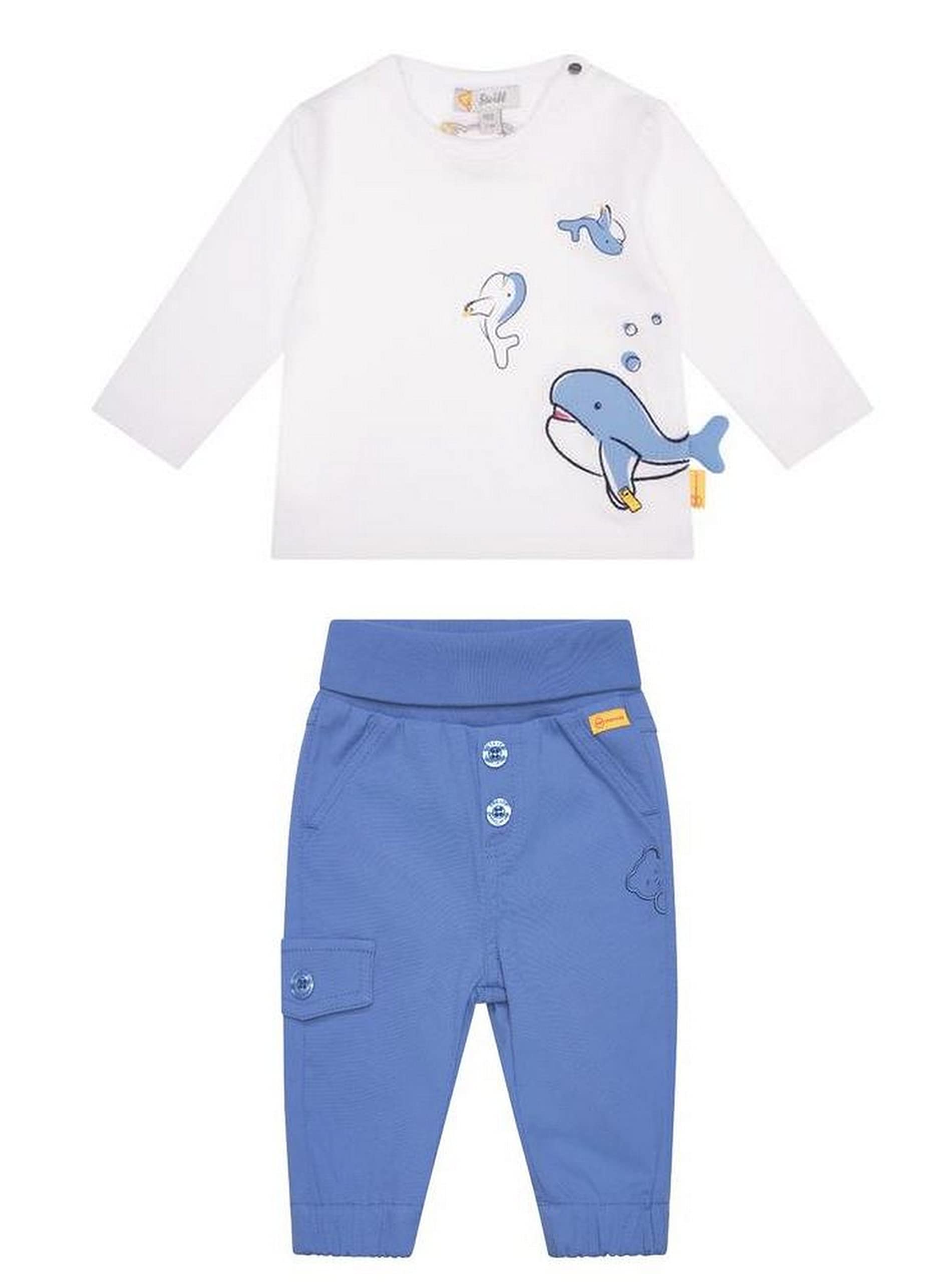 Steiff Set für Jungen im maritimen Look, T-Shirt & Jogger, granada sky