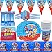 BESLIME Juego de accesorios de fiesta de 62 piezas para niños, decoración de cumpleaños de Paw Dog Patrol, platos, tazas, servilletas manteles, para fiestas y cumpleaños infantiles