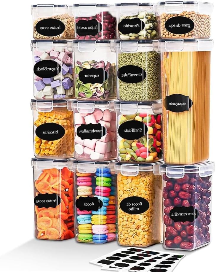 Kit 15 Potes Herméticos para Alimentos – Porta Mantimentos com Ta...