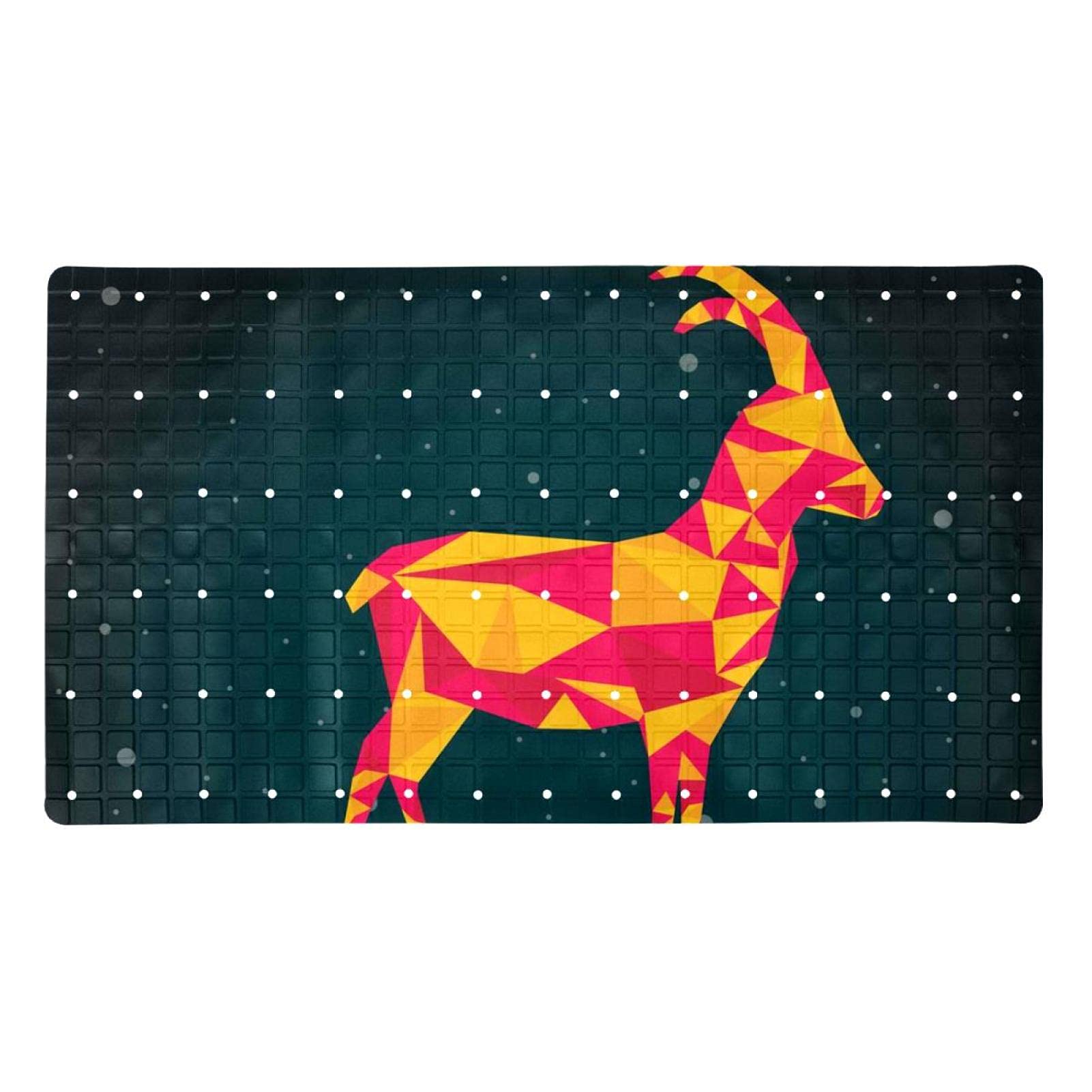 Tapis de salle de bain pour douche et baignoire antidérapant avec ventouses motif chèvre