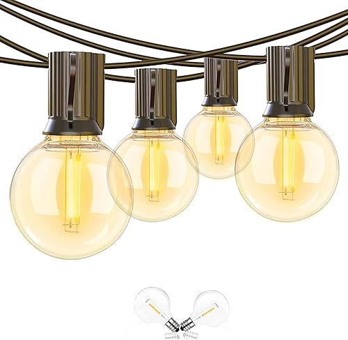 Miniatura 15 de Luces de Navidad multicolor para exteriores de 50 pies, G40 con 27 bombillas coloridas de cerámica (2 de repuesto), luces de bistró de Navidad LED