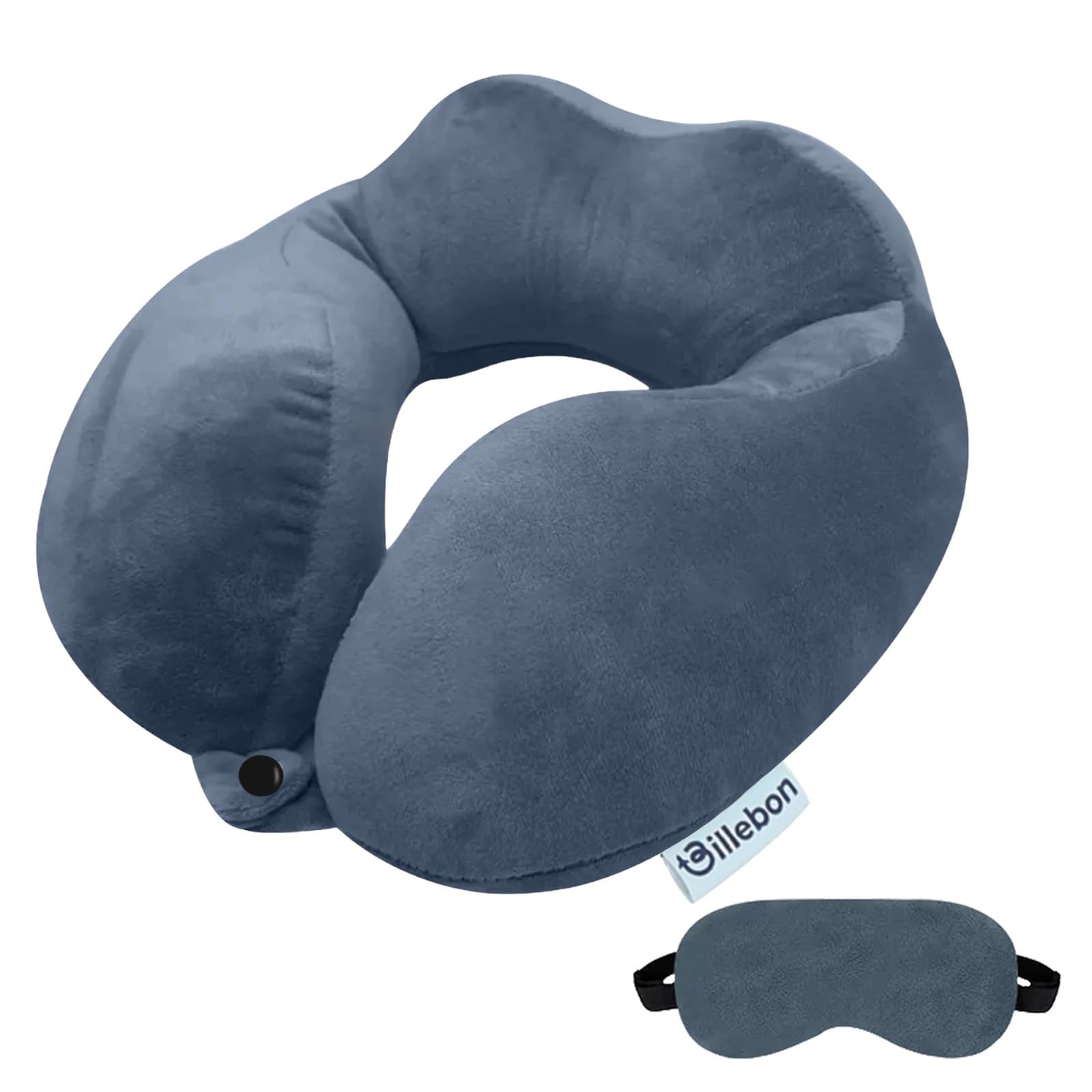 Premium Fiber Filled Neck Pillow, Aeroplane Travel Pillow Neck Adjustable 360 Degree Support Headrest Neck Support Comfortable Pillow with Eye Mask