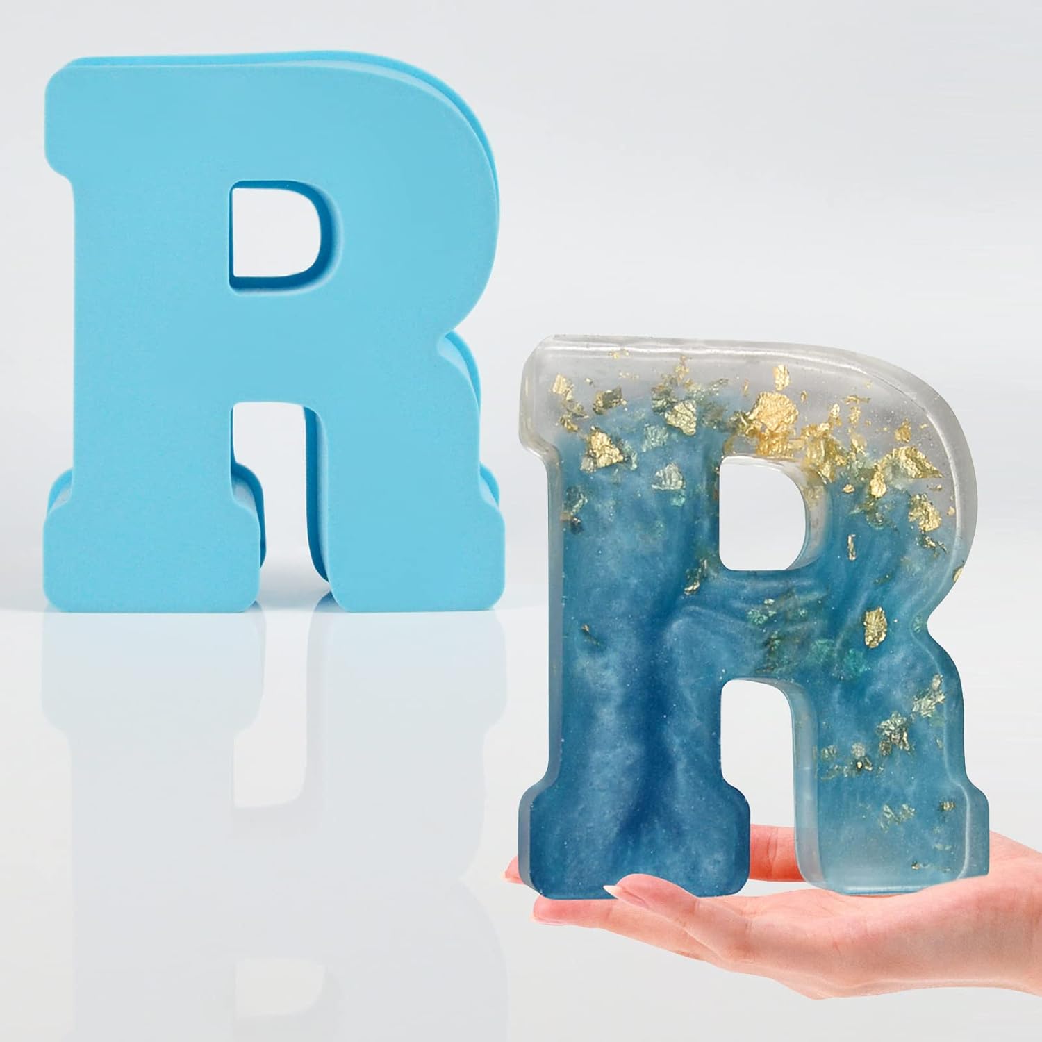Large Letter Molds for Resin, 6 Inch 3D Silicone R Capital Alphabet Epoxy Resin Molds, A to Z Big Resin Letter Molds for Making Letters, Extra Giant Molds, Home Party Decoration, Art Craft Ornaments.