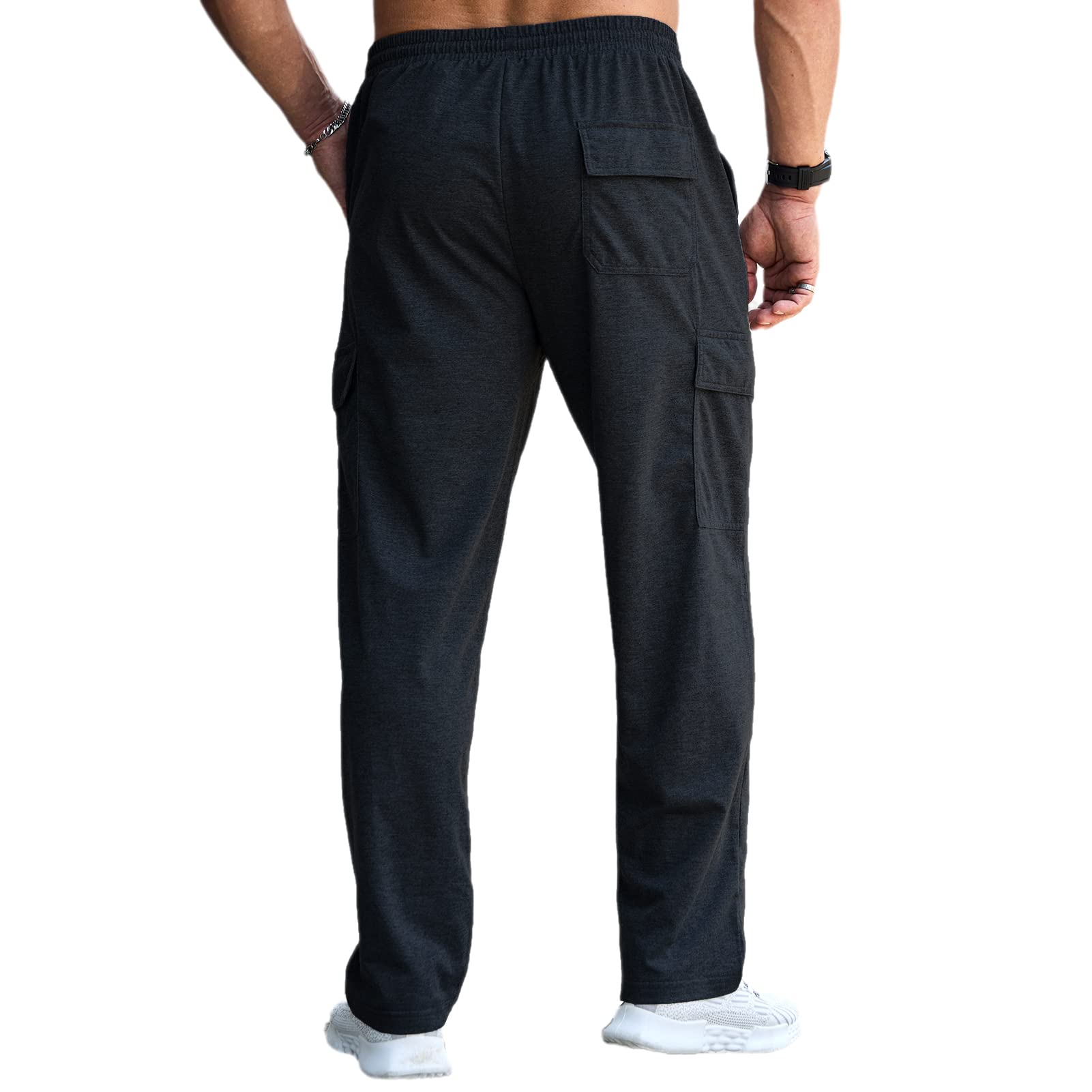CTU Pantaloni della tuta larghi da uomo, leggeri, da allenamento, pantaloni sportivi con fondo aperto, con tasche