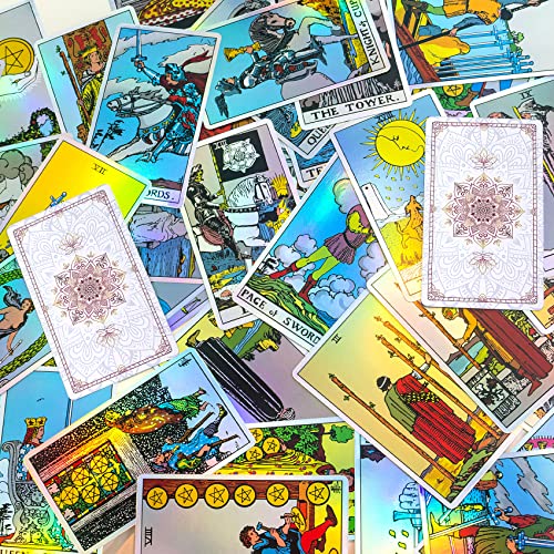 Crosarce Tarot Cards Decks With Guidebook - Holographic Tarot Deck, Rainbow Tarot Cards For Beginners And Advanced, Fortune Telling Game, Divination Tools For All Skill Levels (White) #TOP1