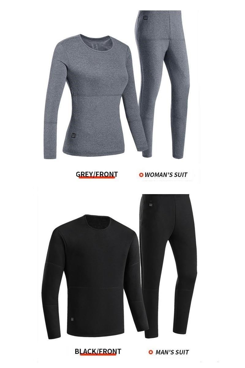 Set di biancheria intima riscaldante Riscaldamento a 22 zone Intimo for riscaldamento elettrico Uomo Donna T-shirt Riscaldamento a 12 zone, Mantieni caldo in inverno, Set for coppia adatto for camicie