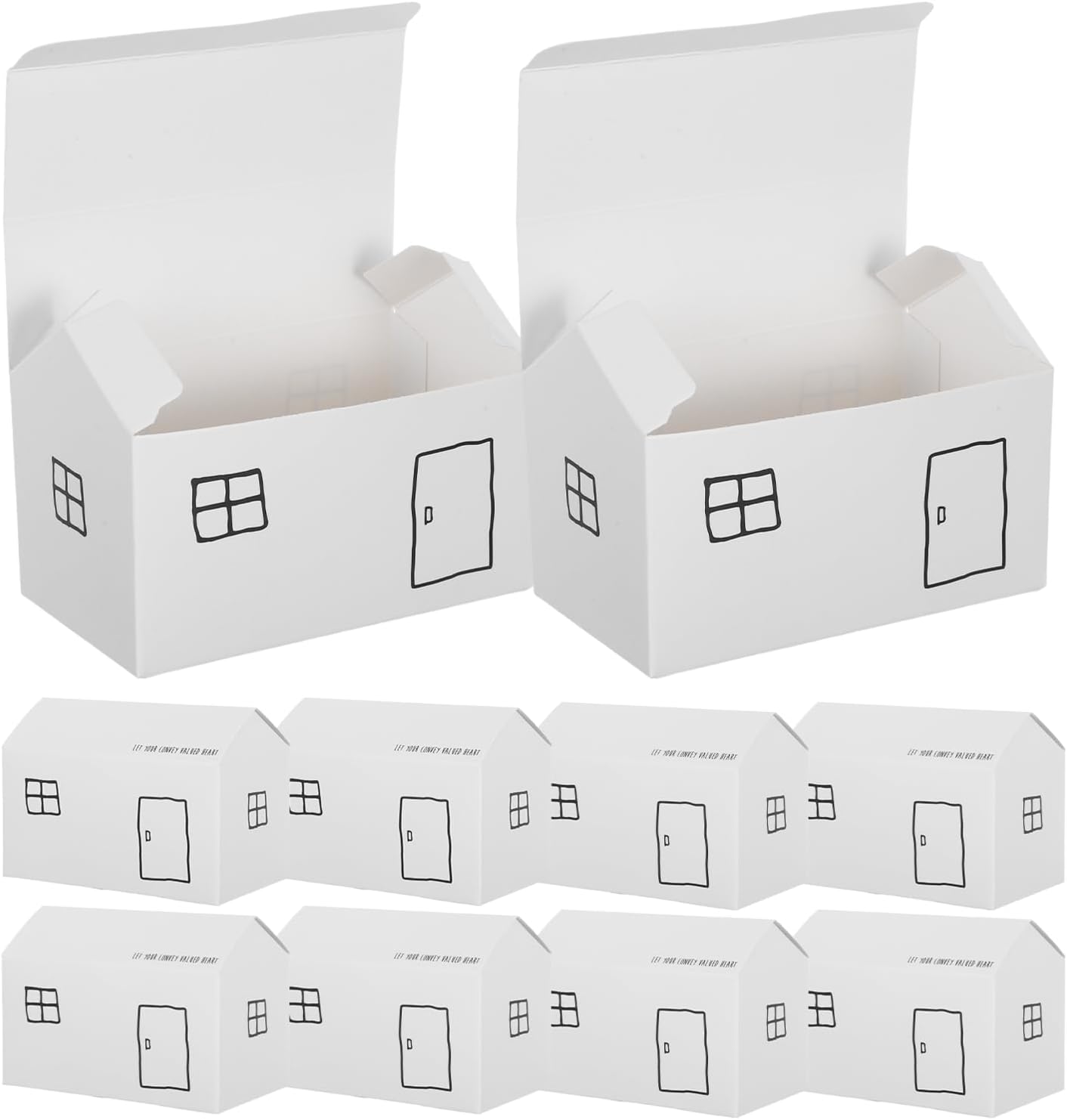 House Shape Candy Boxes Small Paper Treat Containers for Weddings Showers Party Favors 11.4x6.5x6cm White Foldable Packaging Boxes 50pcs