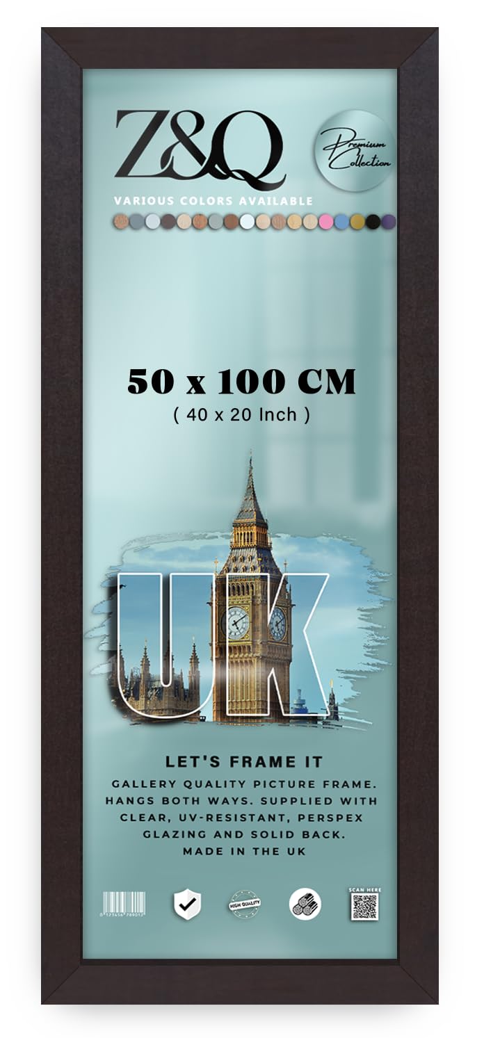 Z&Q | Artistic MDF Picture Frame (50 x 100 CM) Luxury Home Décor, Solid Wood Finish 40X20 Inch Wall Mount Gallery Frame, Office Use, 500 x 1000 mm [ Mahogany ] — image 1