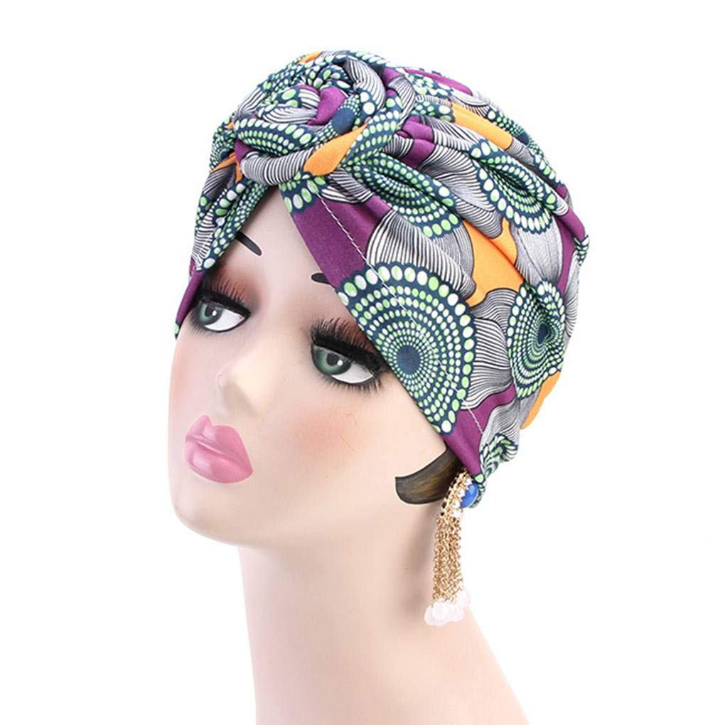 Turbante Moda Per Donne Copricapo A Nodo Legato Cappello Berretto Morbido Per Caduta Dei Capelli (Blu, Grigio, Nero - Foto 7