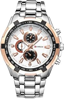 CURREN オリジナルメンズスポーツ防水ステンレススチールクォーツ腕時計 8023 ローズゴールド、シルバー、ホワイト。