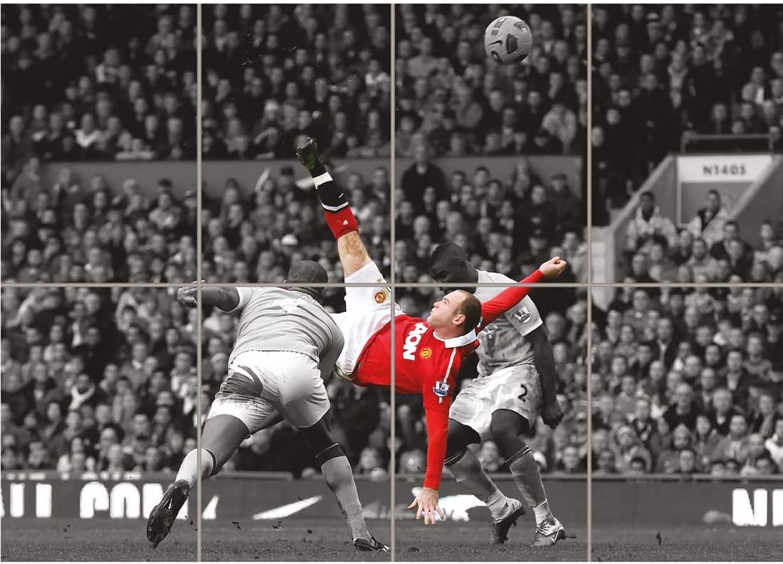 Doppelganger33 LTD Wayne Rooney Over Head Kick Manchester United Wall Art Multi Panel Poster Print 47x33 inches : Sports & Outdoors