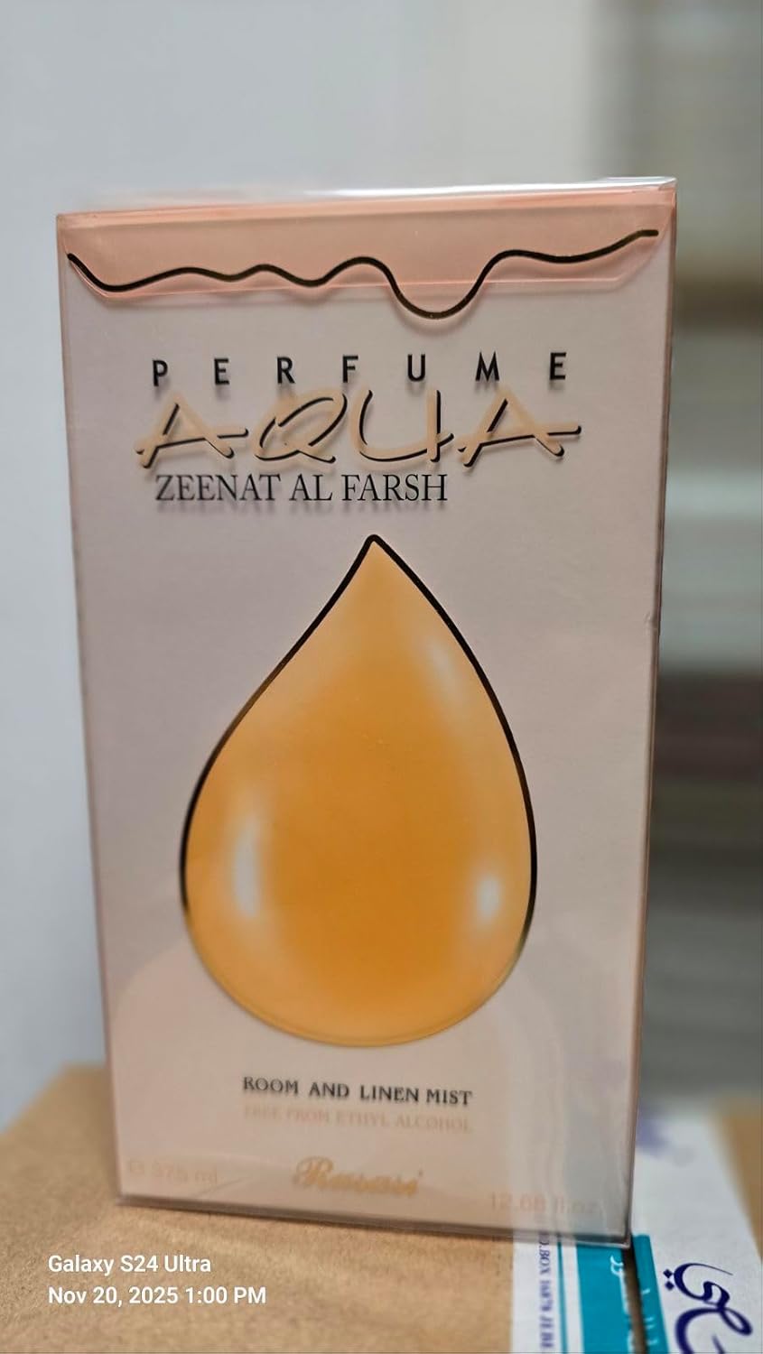 Rasasi Aqua Zeenath Al Farsh Water-Based Air Freshener, 375ml – Floral, Green, Fruity & Woody Scent