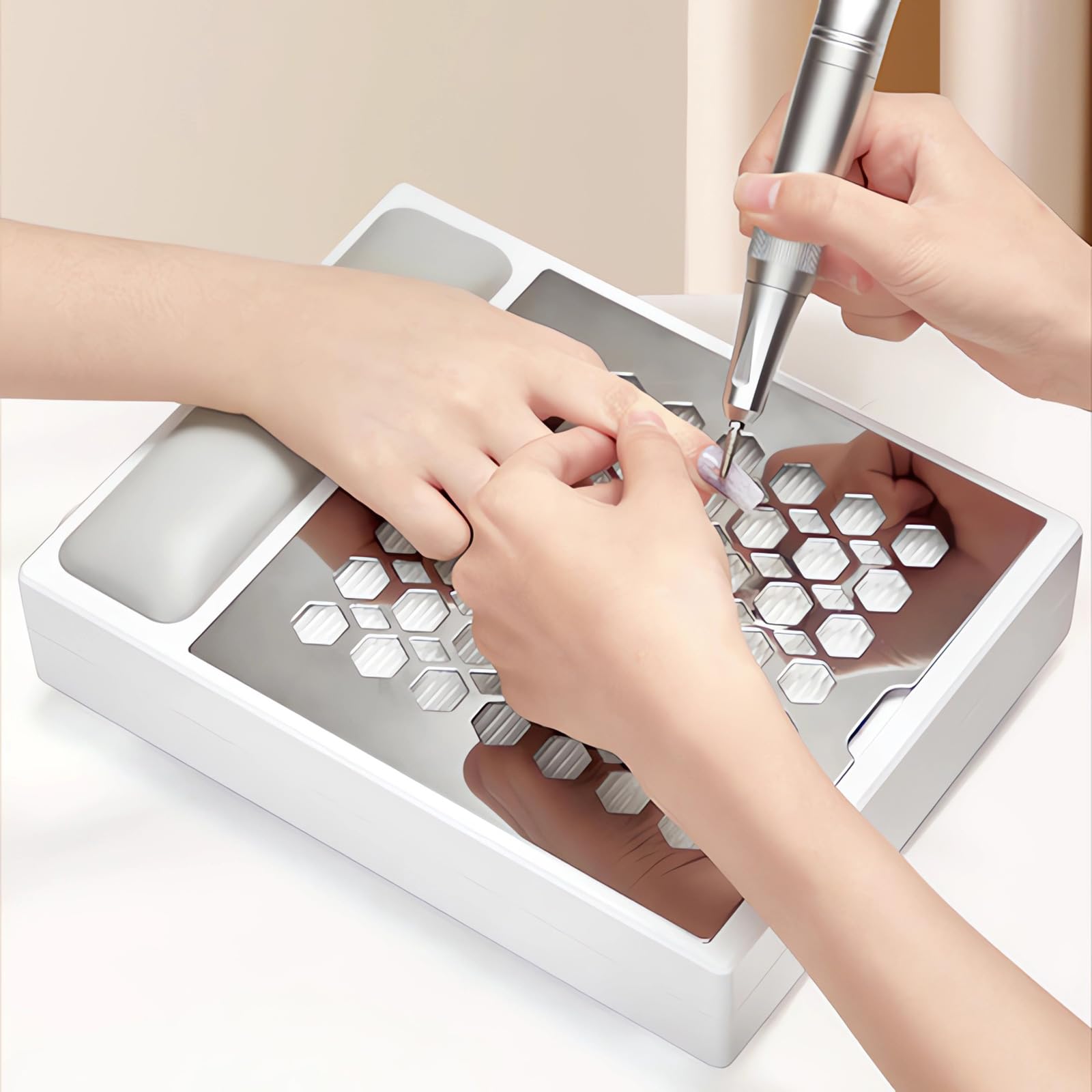 Aspirador de Polvo Para Uñas Profesional, Filtro Reutilizable y Lámpara LED | Potencia de Succión Ajustable, Motor Sin Escobillas, Para Salón de Manicura, Hogar