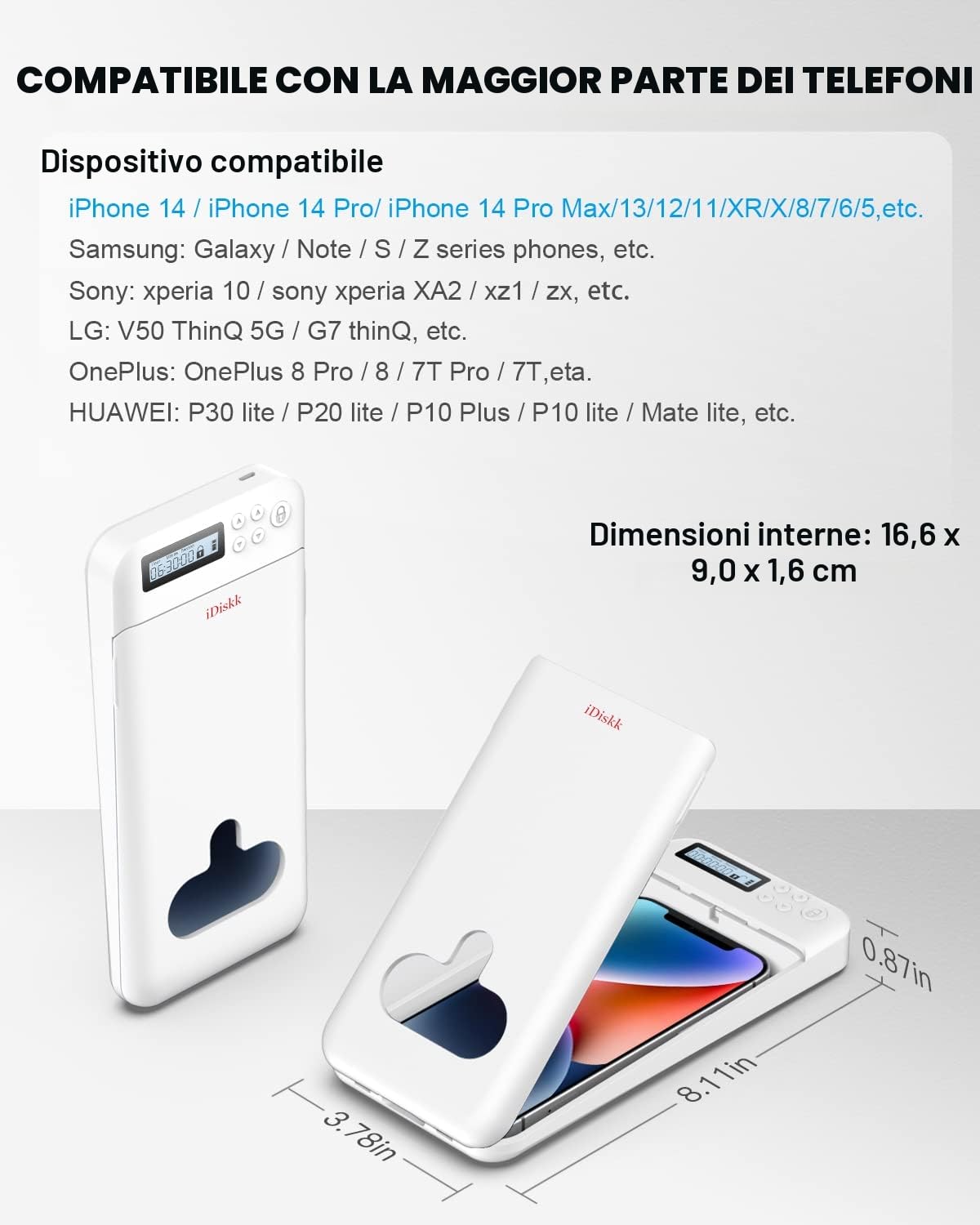 Scatola di blocco del telefono cellulare con timer,scatola timer per iPhone per Android Lock box per telefono cellulare per bambini/studenti/per ottenere più concentrato (bianco)