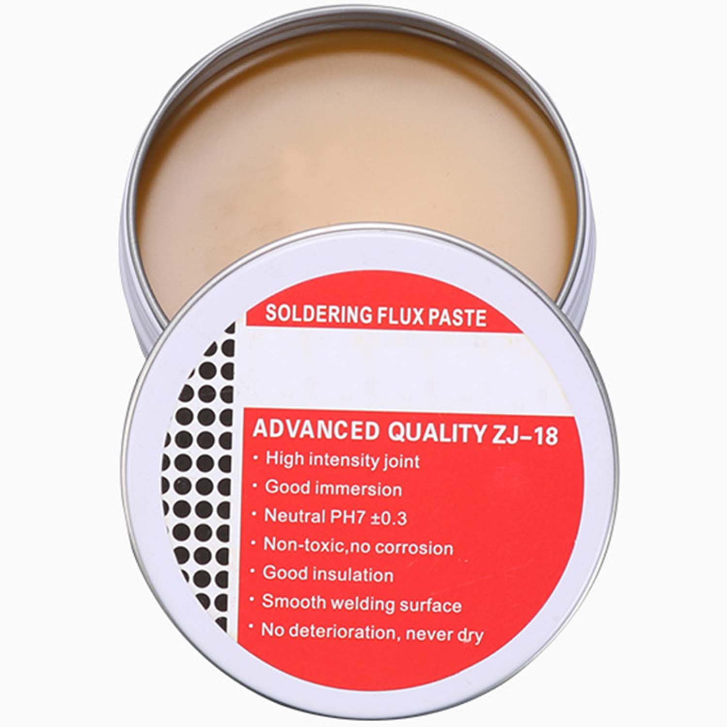 Pasta saldante stagno, Peso lordo 50g, peso netto circa 25g, Flusso per saldatura, Senza pulizia, per saldare componenti montabili in superficie