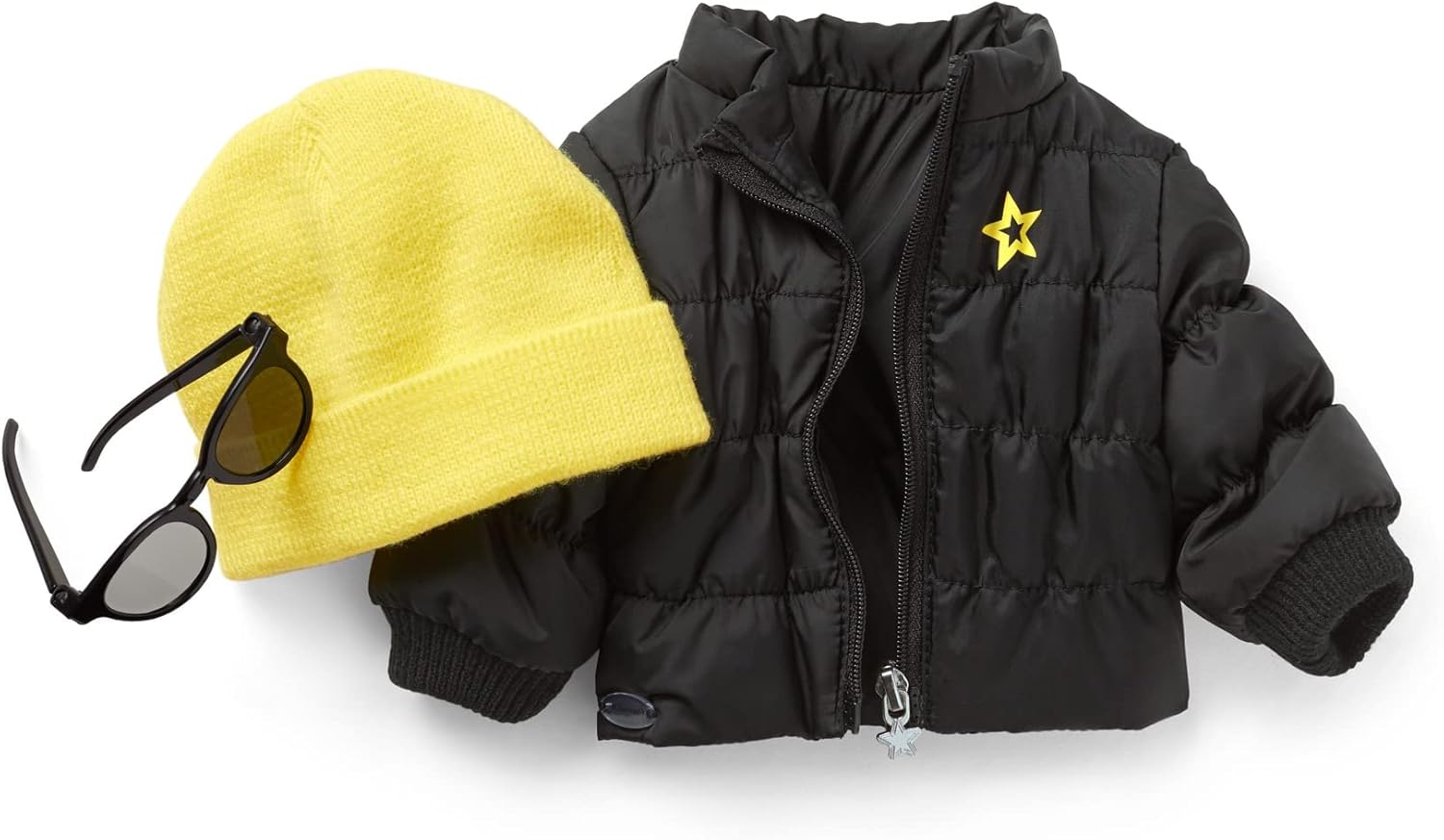 Truly Me Show Your Strong Side Accessories for 18-inch Dolls with Black Puffer Jacket, Yellow Hat and Sunglasses