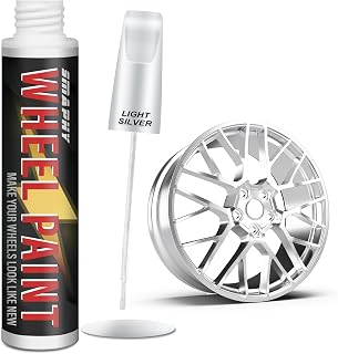 SMAPHY Silver Rim Touch Up Paint, Wheel Scratch Repair Touch Up Paint Pen, Silver Car Rim Paint for Wheel Repair, Universal Color Satin Silver for Rims (Light Silver)