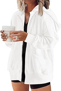 Womens Plus Size Long Sleeve Zip Up Oversized Casual Hoodies Sweatshirt ...